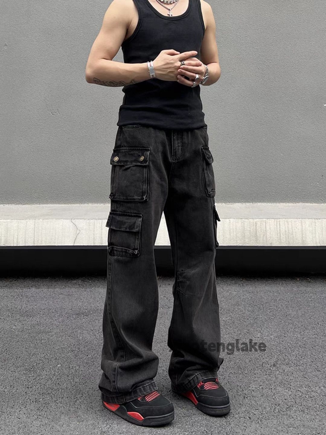 Jean × Vintage washed faded utility skate hiphop baggy cargo jeans Size US 32 / EU 48 - 4 Thumbnail