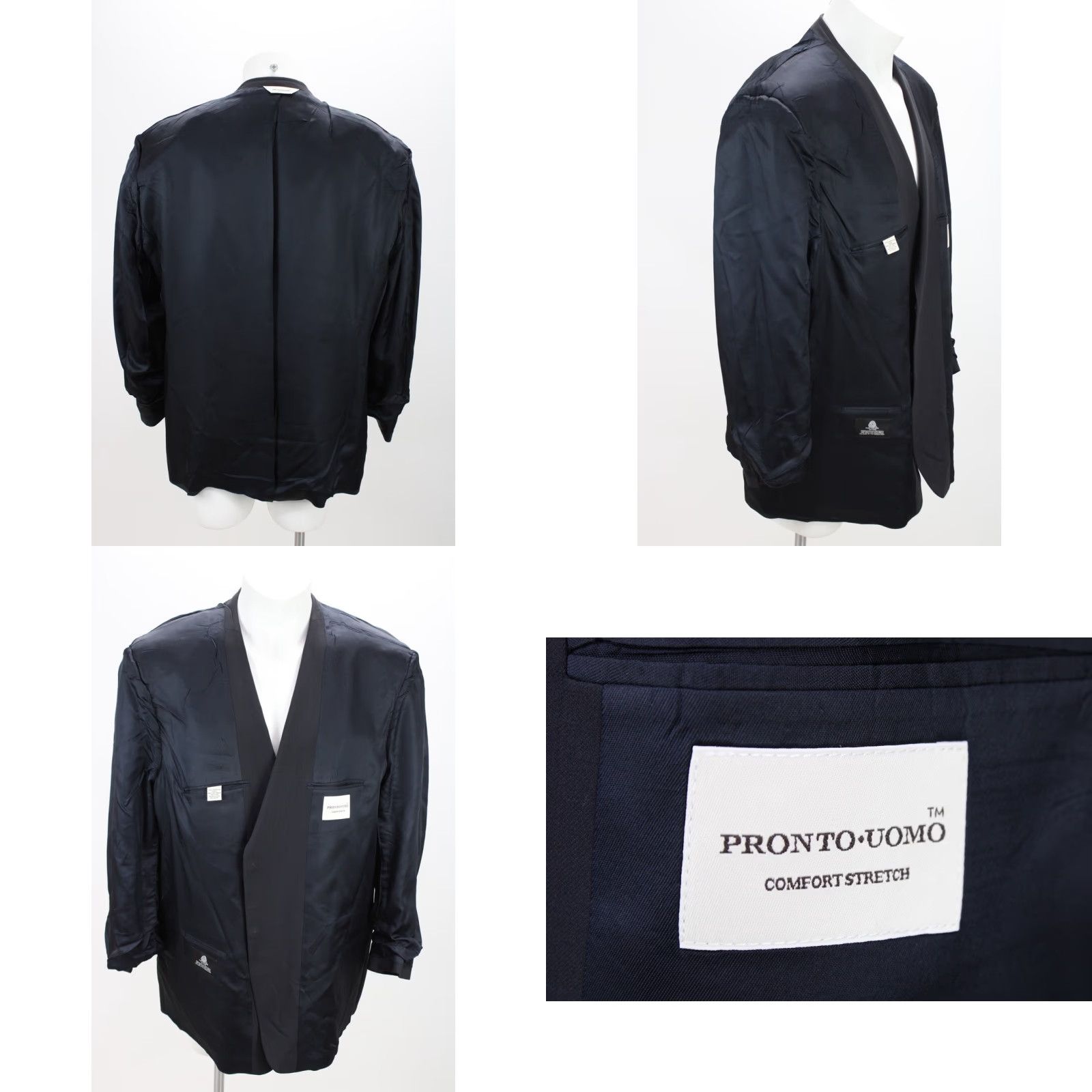 Pronto Uomo VINTAGE Pronto Uomo Blazer Mens 48R Black Wool Notch Lapel 2-Button Single-Breasted Regular Fit Dress Coat Men’s Size 48 Mens Black Size 48R - 8 Thumbnail