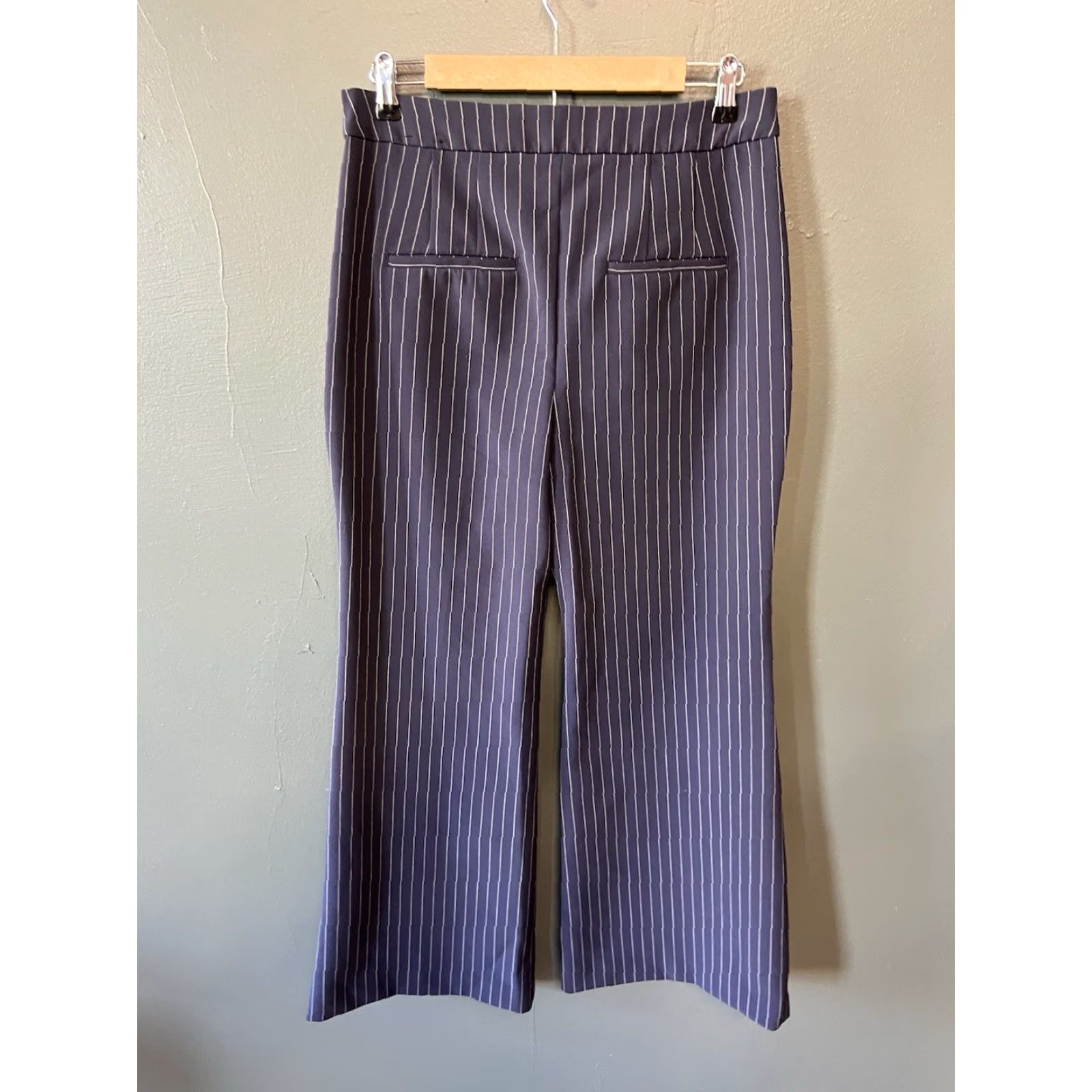 Express Express Editor Womens Blue Striped Straight Leg Business Pants Size 10s x 28'' Size 32" / US 10 / IT 46 - 2 Thumbnail