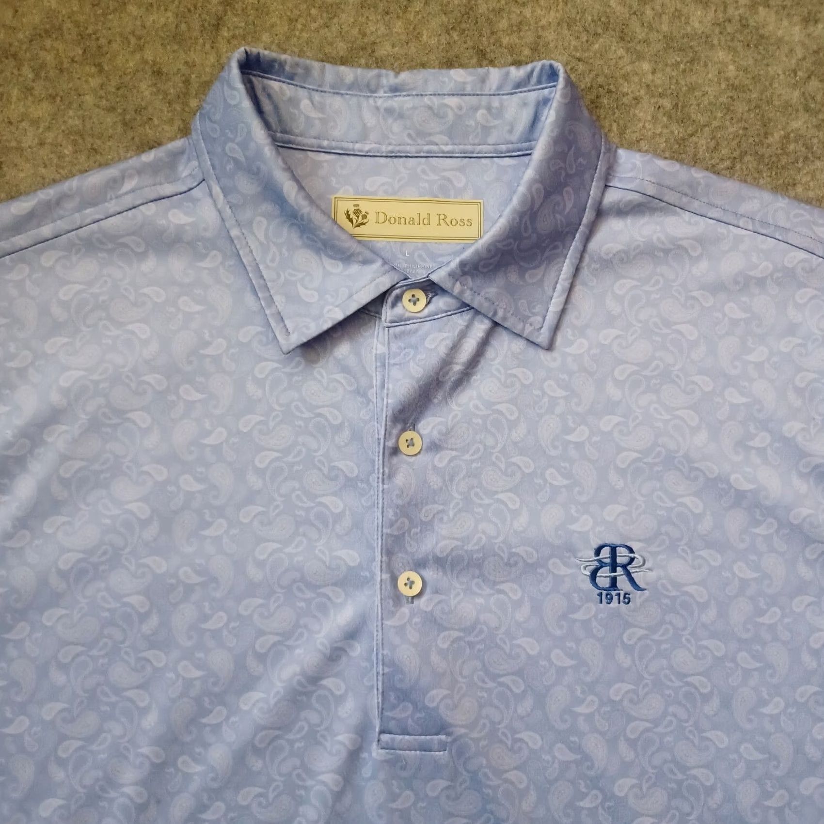 Vintage Donald Ross Shirt Polo Short Sleeve Blue Paisley Print Golf Sport Mens Large Size US L / EU 52-54 / 3 - 6 Thumbnail