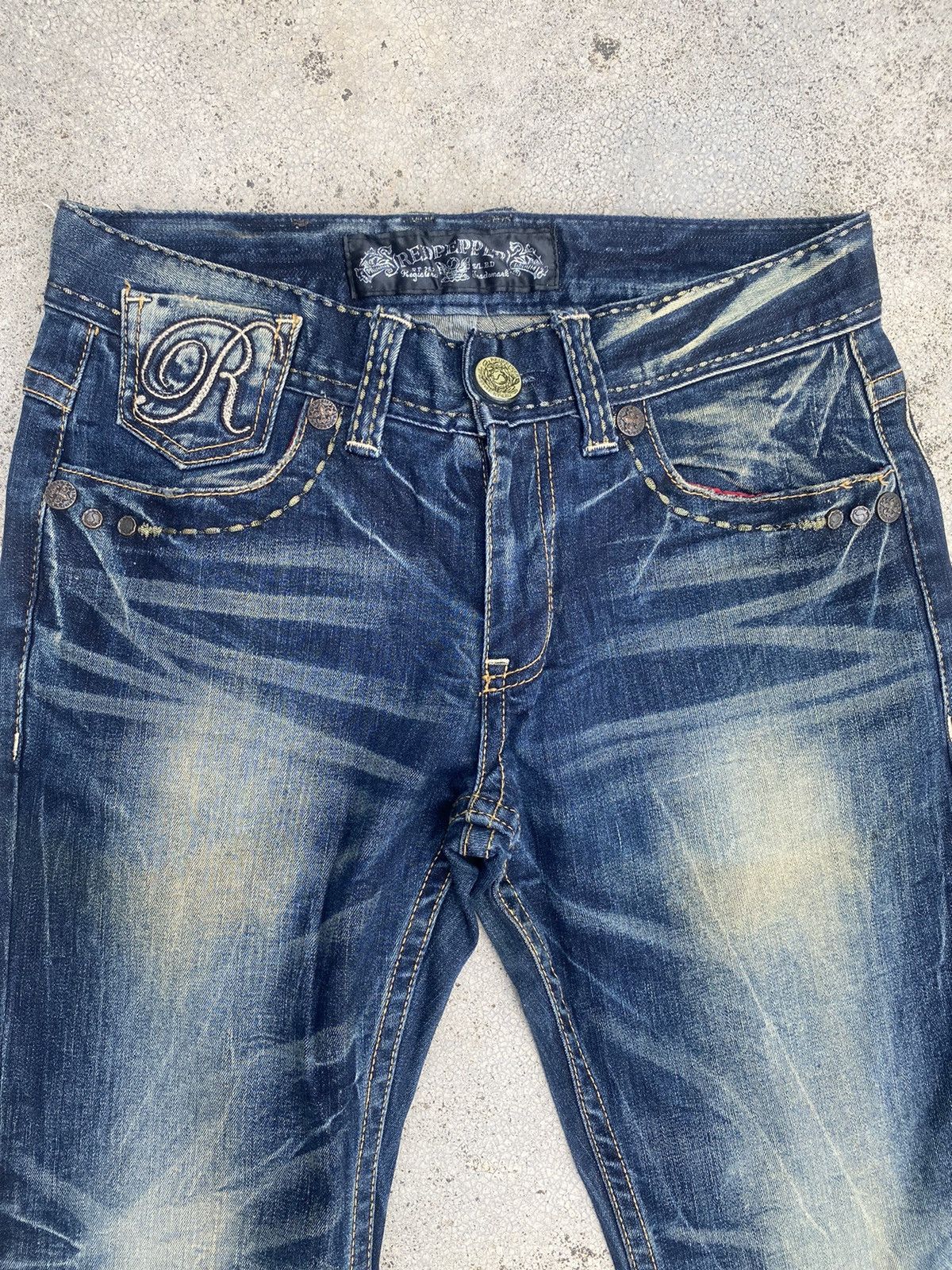 If Six Was Nine × Le Grande Bleu (L.G.B.) Flare Jeans Red Papper Clawmark Studded Cross Bootcut Size US 30 / EU 46 - 10 Thumbnail