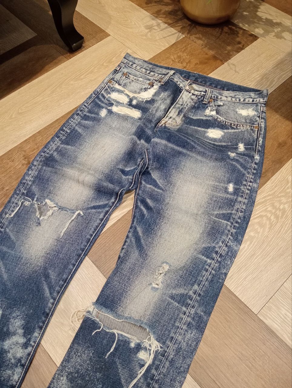 Japanese Brand RNA THE ALTERNATIVE SYNDROME BLUE DISTRESSED DENIM PANTS Size US 31 - 4 Thumbnail