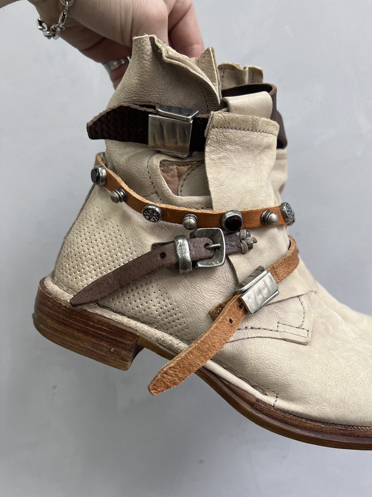 A.S.98 × Guidi Rare avant garde belted margiela style A.S. 98 leather boots Size US 6 / IT 36 - 3 Thumbnail