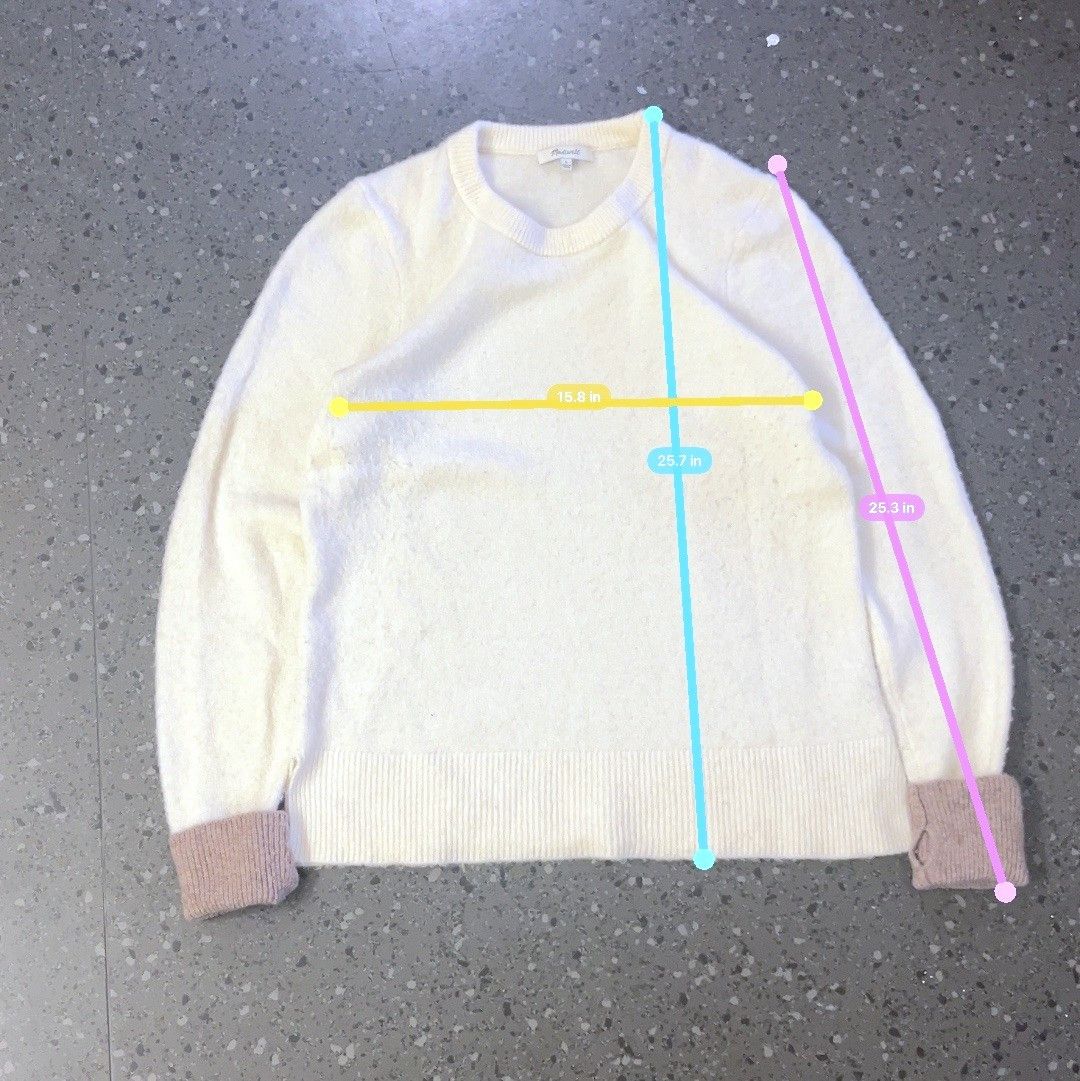 Madewell Madewell Cream Knit Sweater w/ Mauve Cuffs L Size US L / EU 52-54 / 3 - 2 Thumbnail