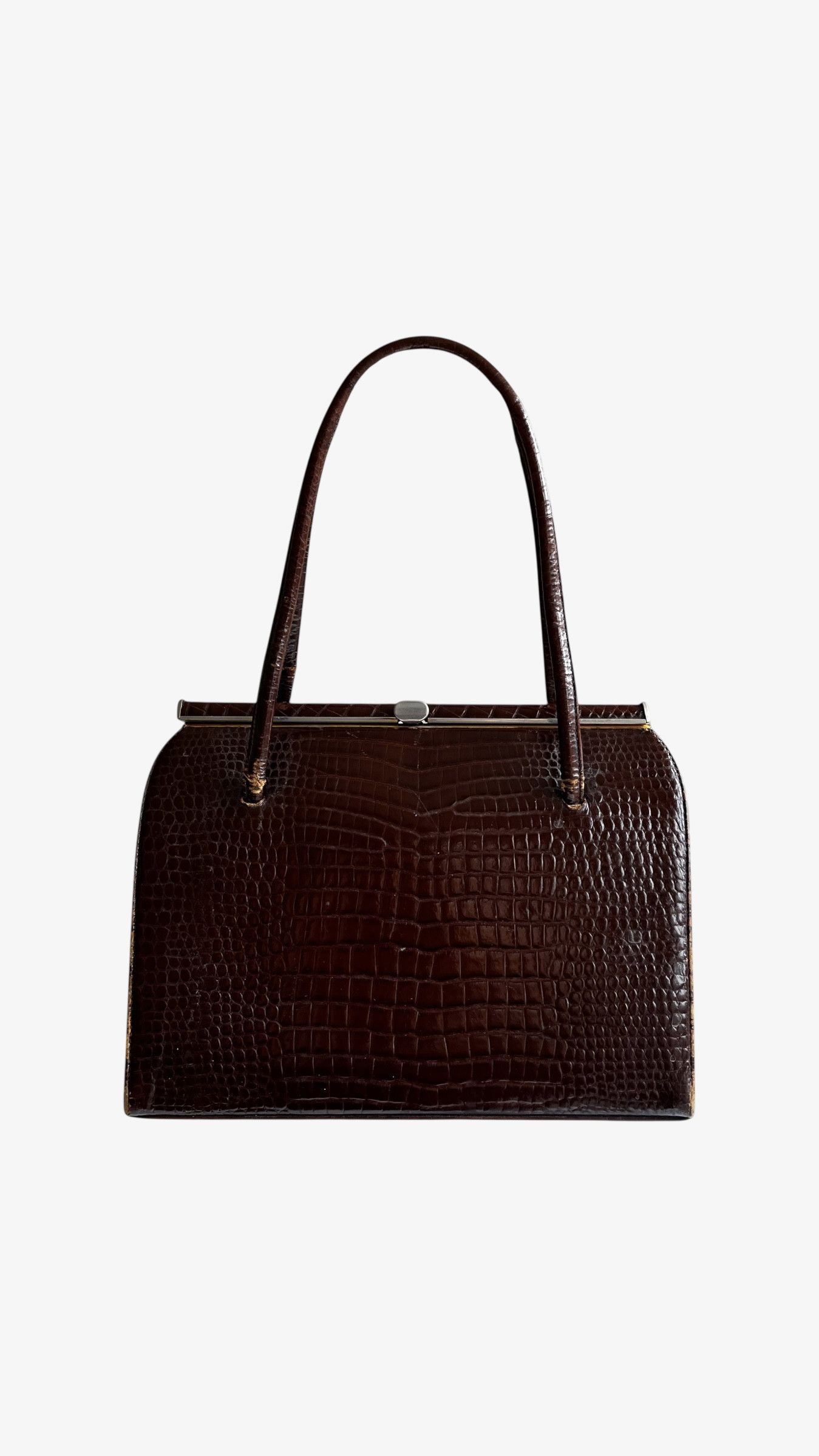 Other Vintage 1950s Crocodile Embossed Brown Leather Shoulder Bag Size ONE SIZE - 1 Thumbnail
