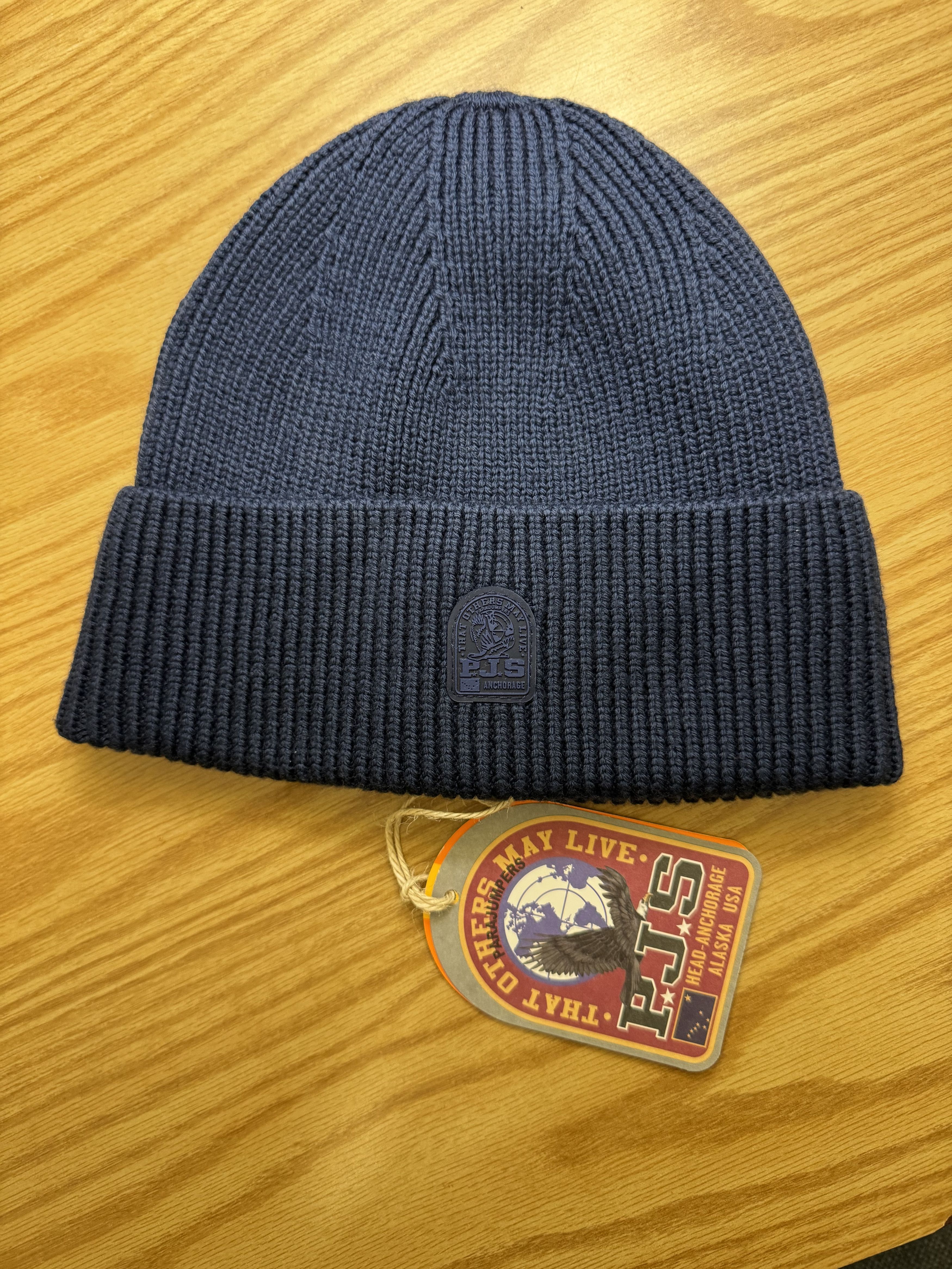 Parajumpers Parajumpers Navy Blue Plain Beanie Hat Monochrome Knit Size ONE SIZE - 1 Thumbnail