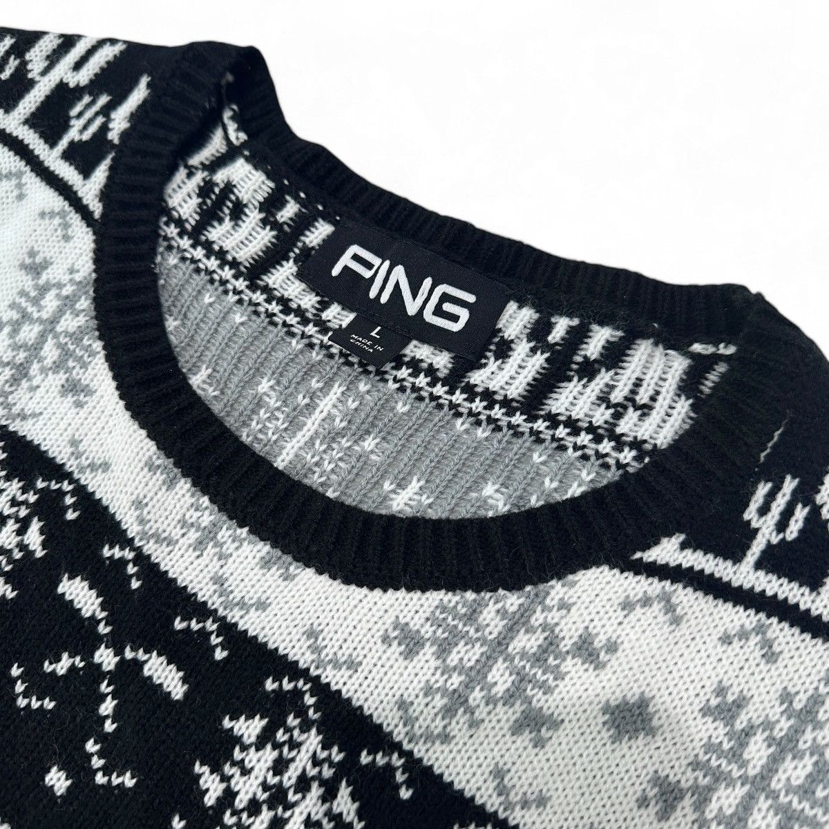 PING Mr Ping Christmas Cactus Sweater Black White Knit RARE Size US L / EU 52-54 / 3 - 4 Thumbnail