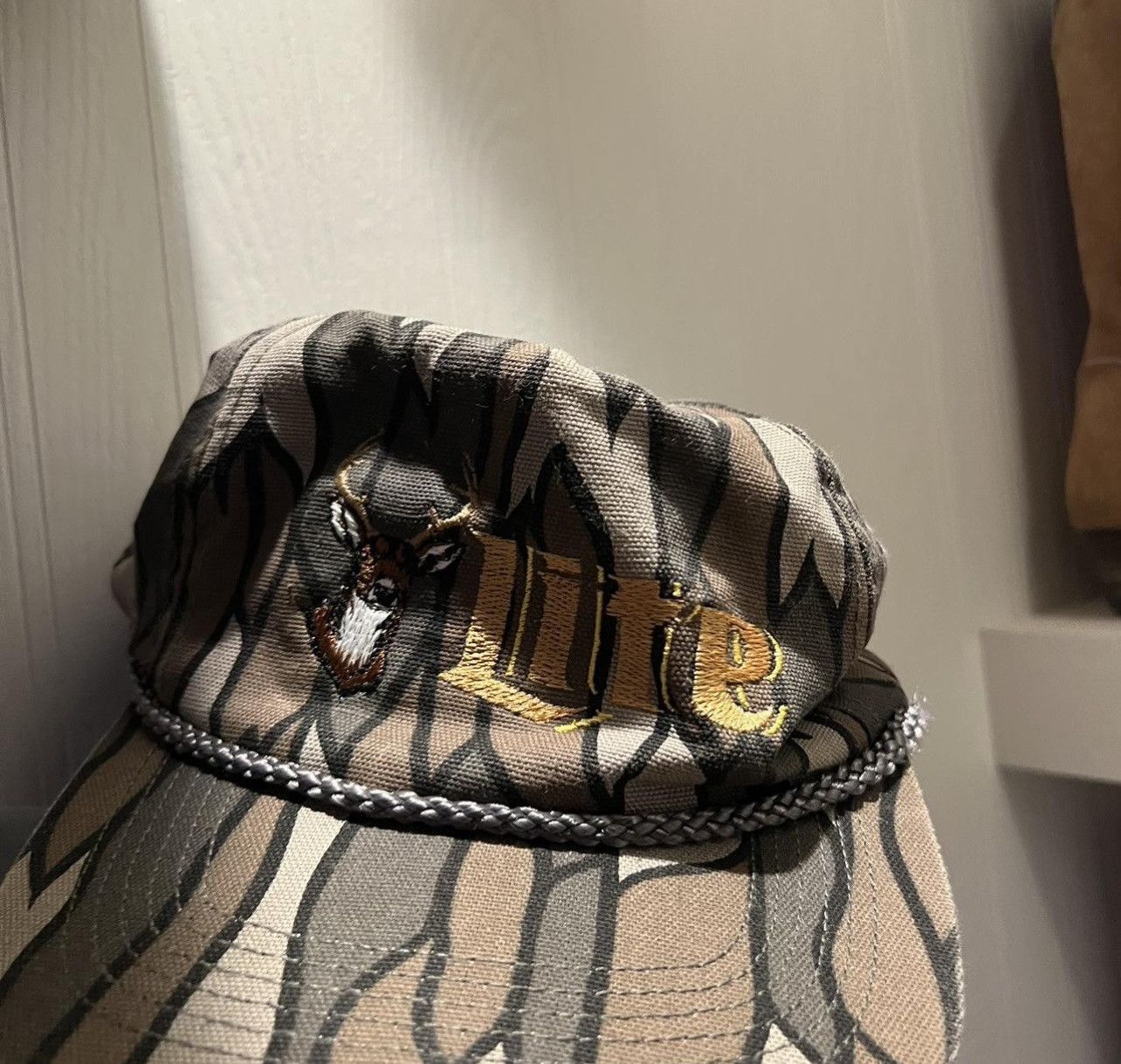 Vintage RARE Miller Lite Whitetail Camo Rope Hat Size ONE SIZE - 2 Thumbnail