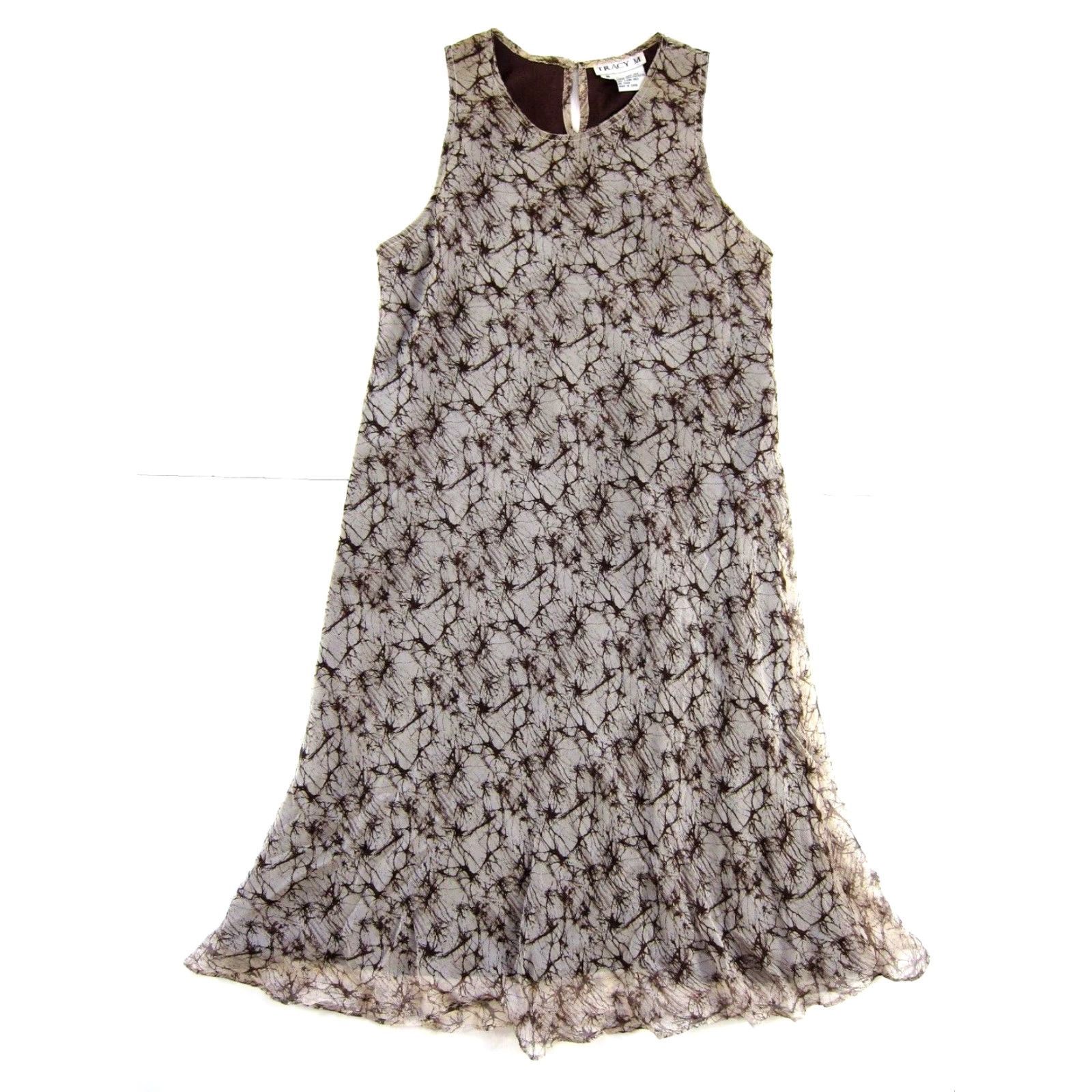 Vintage Tracy M. Silk Brown Tie Dye Sleeveless Midi Sheath Shift Tank Dress M Size M / US 6-8 / IT 42-44 - 2 Thumbnail