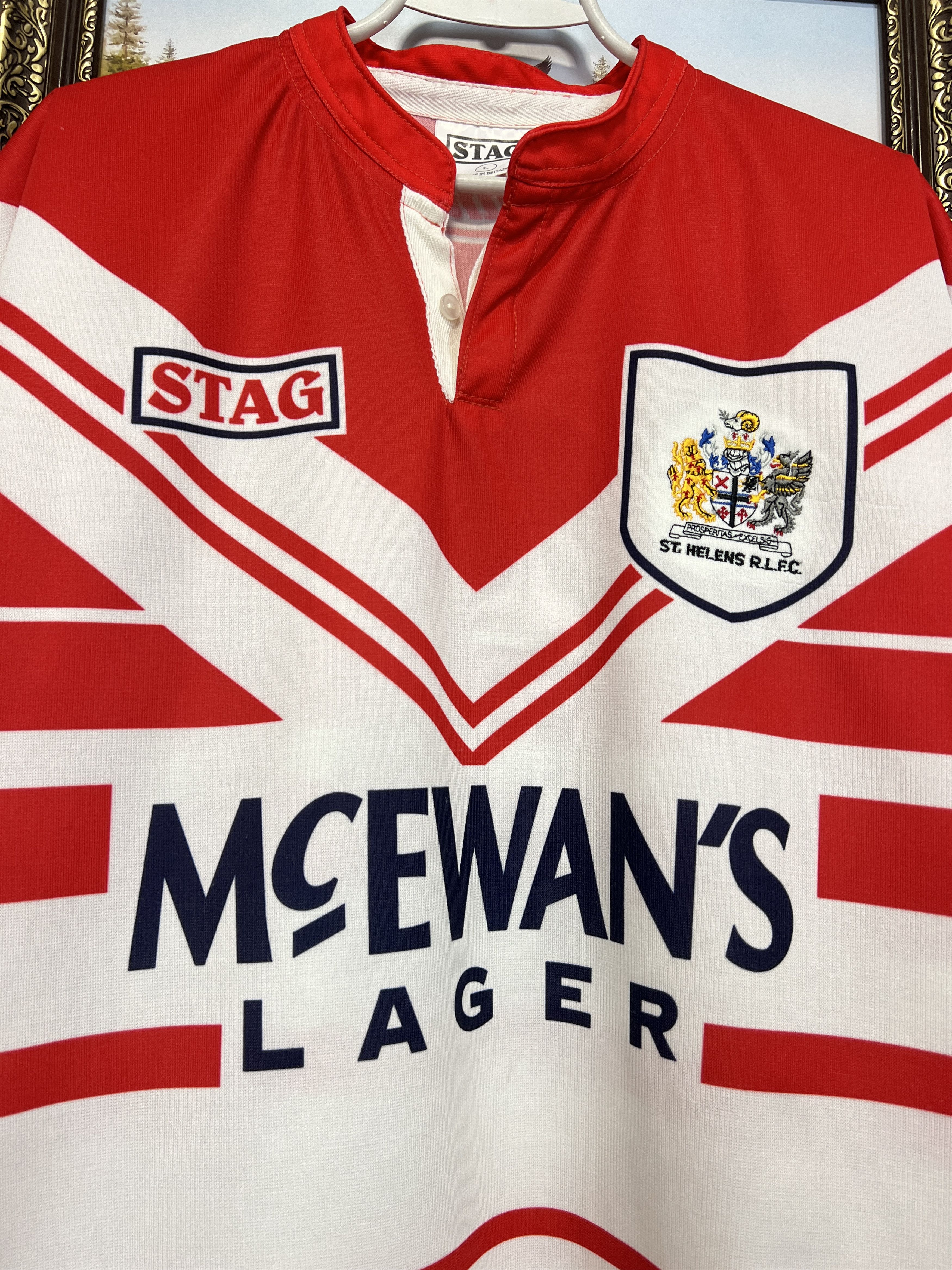 Vintage Vintage St Helens Rugby Union Jersey Shirt Trikot Rare Sport Size US L / EU 52-54 / 3 - 3 Thumbnail