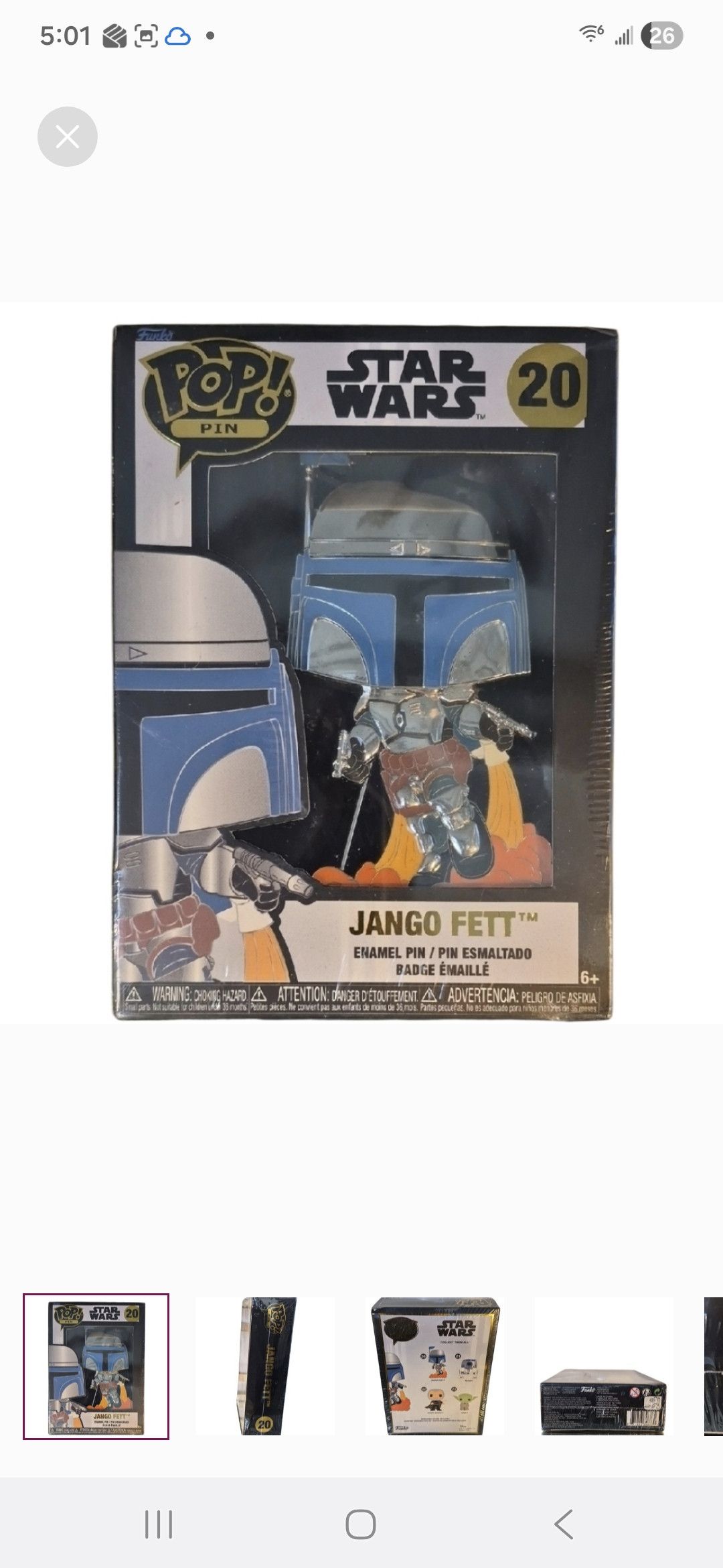 Other Funko × Star Wars POP PIN Jango Fett Enamel Pin Size ONE SIZE - 1 Thumbnail