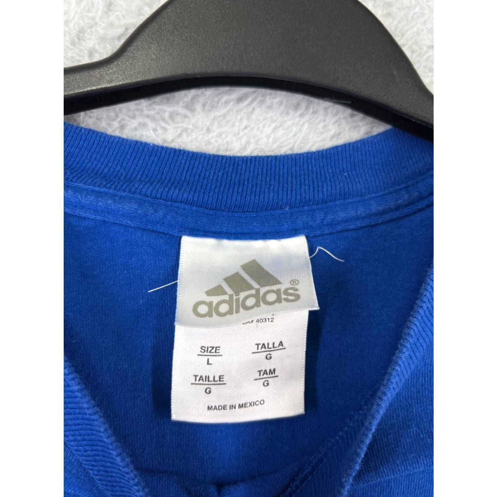 Adidas Adidas Shirt Mens Large Blue Short Sleeve Crew Neck Cotton Logo T-Shirt, Jersey, Sports, 90s? Size US L / EU 52-54 / 3 - 4 Thumbnail