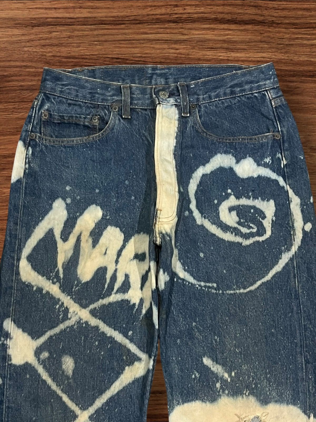 Levi's × Vintage Vintage 80s Levi’s 501 Grafitti Artistry Custom Made Jeans Size US 31 - 4 Thumbnail