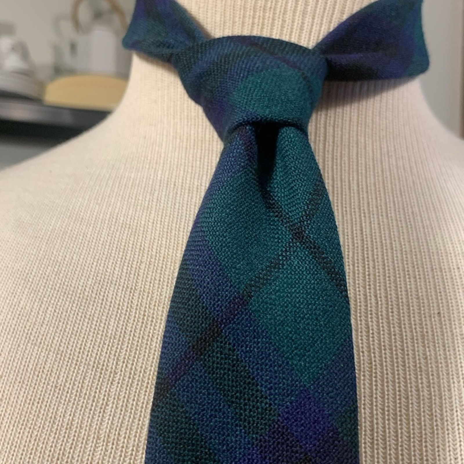 Vintage Scotland vintage wool necktie tartan plaid Marshall clan Size ONE SIZE - 2 Thumbnail