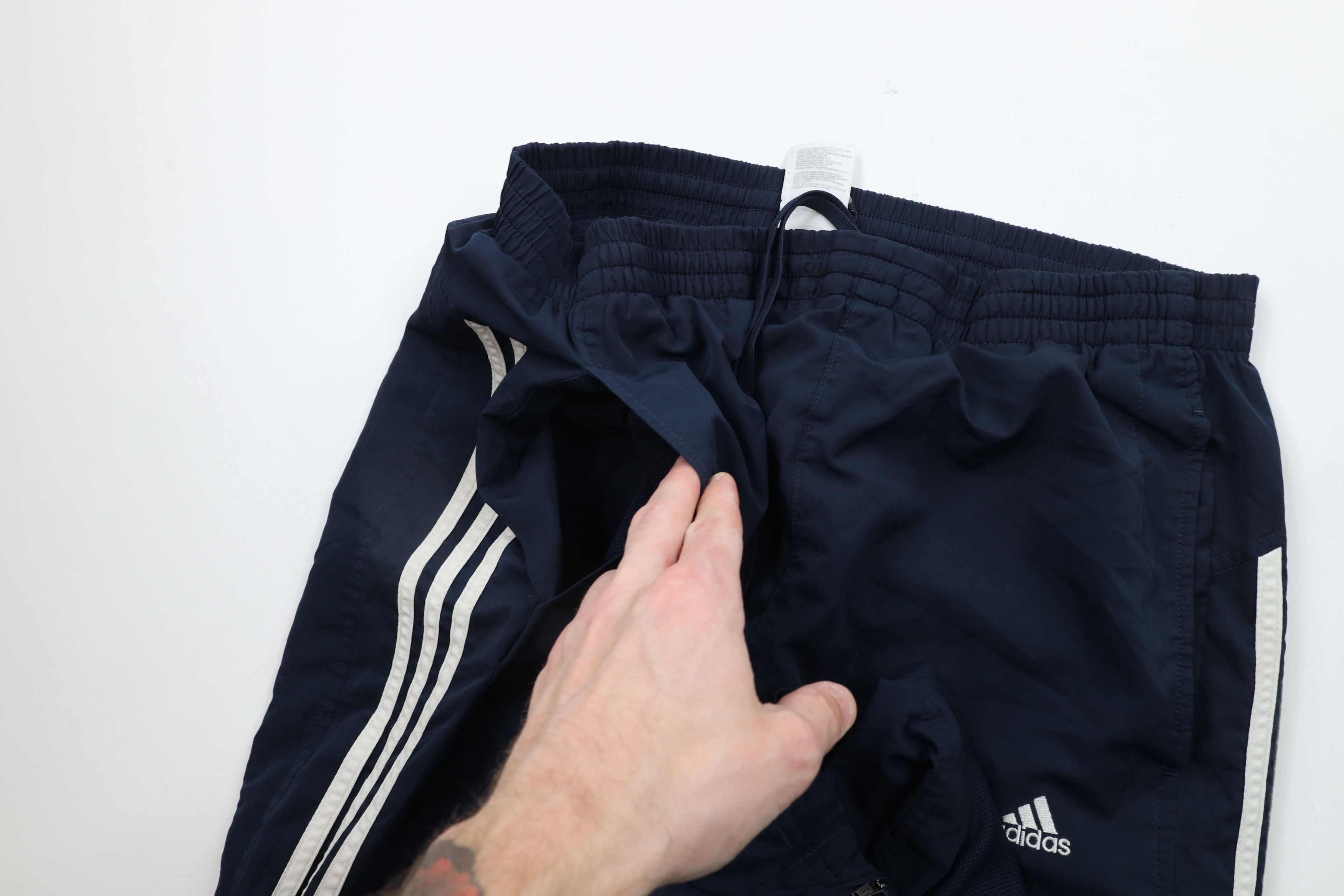 Adidas × Vintage Vintage Adidas Spell Out Striped Wide Leg Pants Navy Blue Size US 36 / EU 52 - 7 Thumbnail