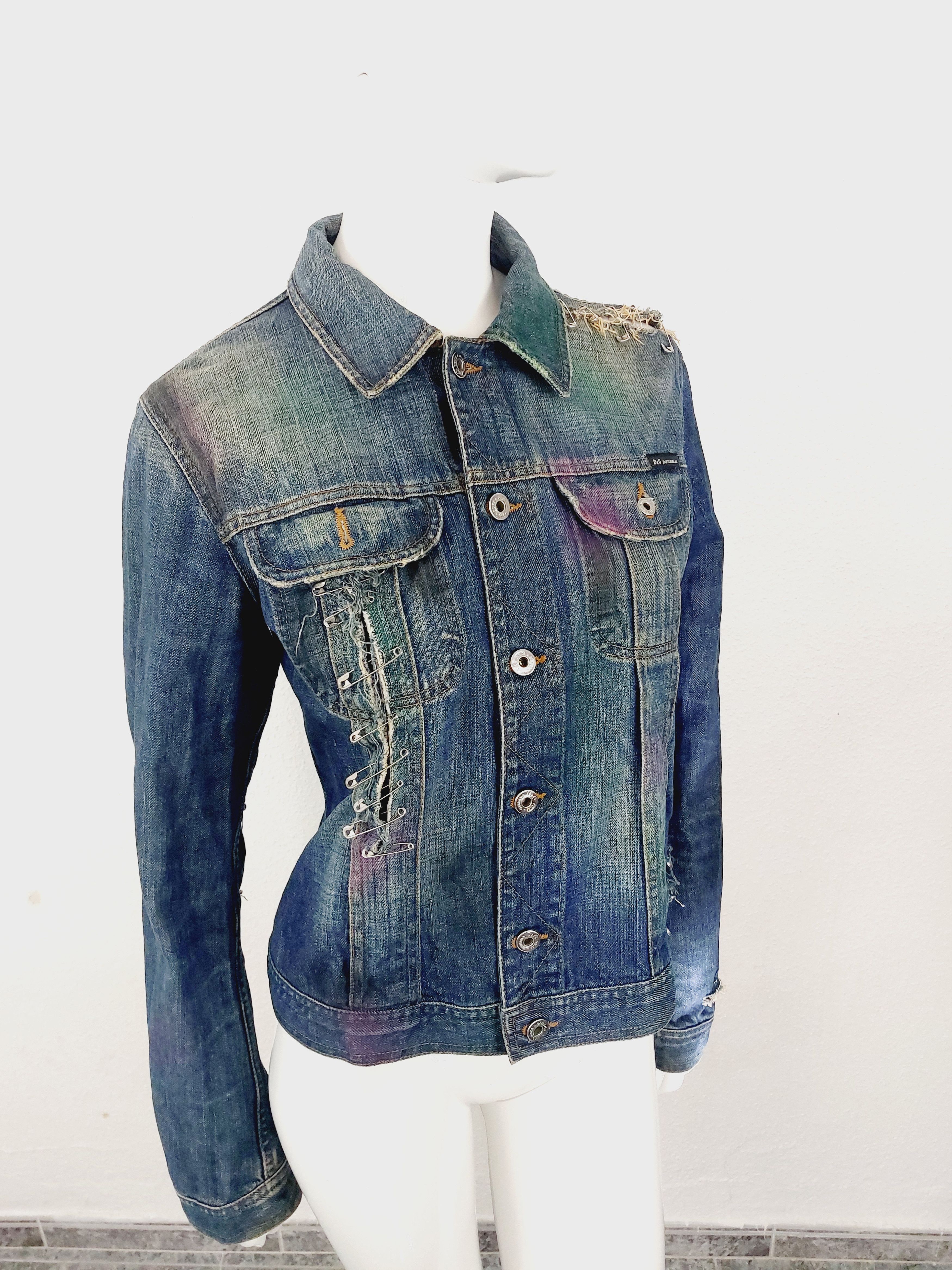 Dolce & Gabbana Dolce and Gabbana D&G SS2001 Spray Paint Safety Pin Jacket Size US XS / EU 42 / 0 - 11 Thumbnail