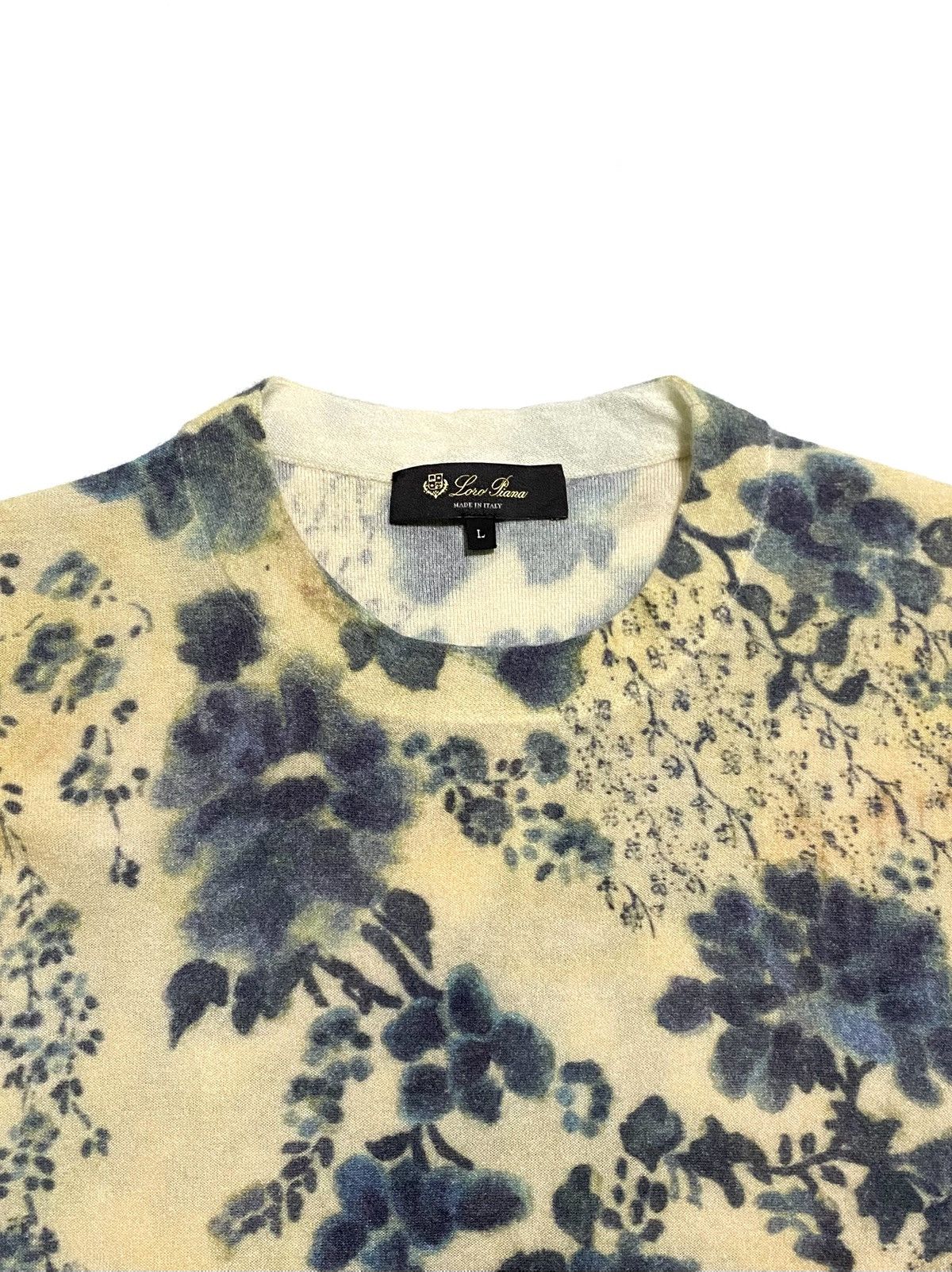 Loro Piana LORO PIANA BLUE EYES FLORAL CASHMERE SILK SWEATERS Size L / US 10 / IT 46 - 2 Thumbnail