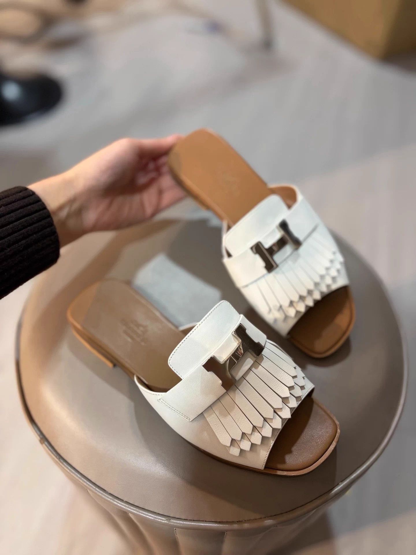 Hermes Hermes silver H buckle tassel slippers 99 new 36 Size US 5 / IT 35 - 1 Thumbnail