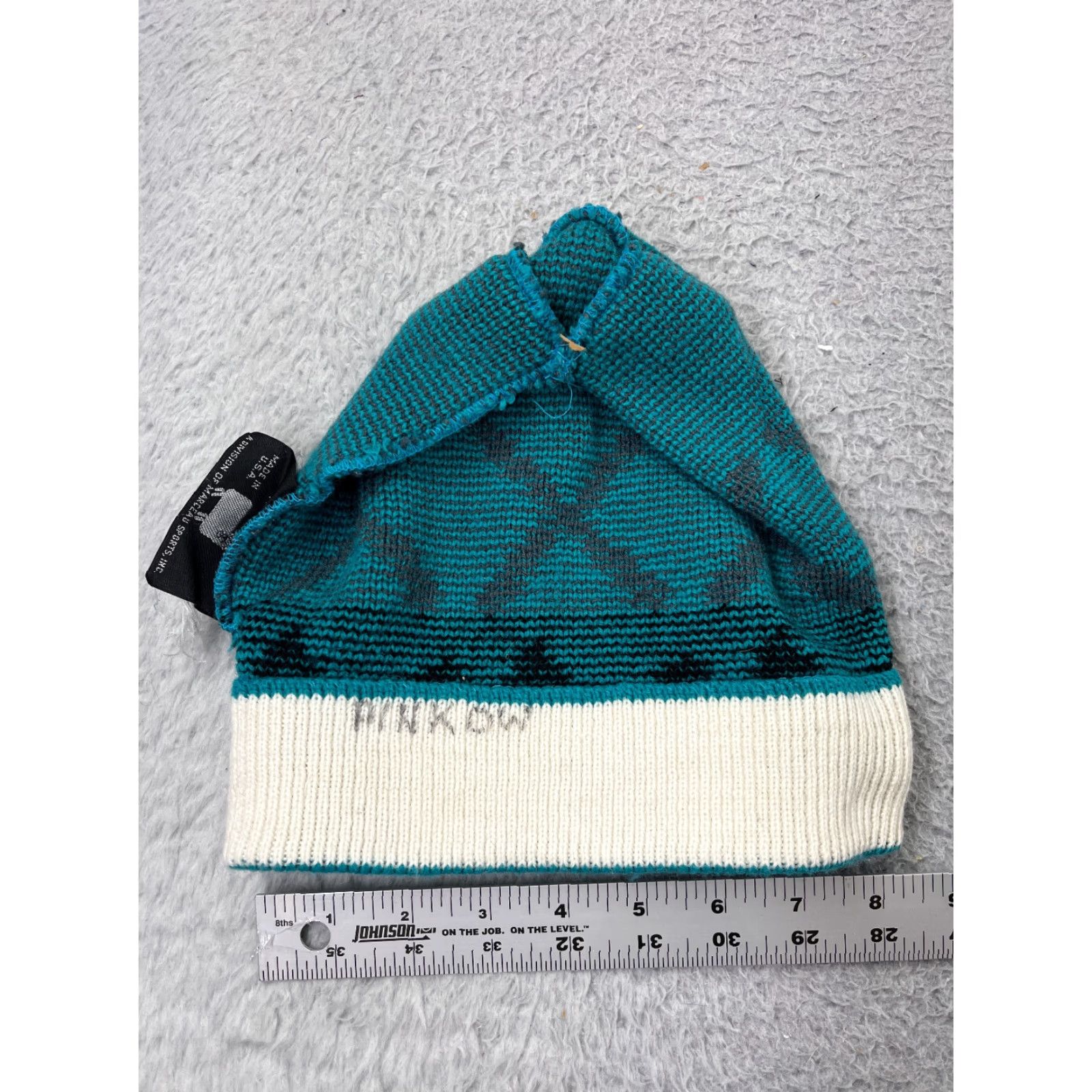 Vintage VINTAGE Mountain Lid Woolens Beanie Toque Adult One Size Blue Black Knit Wool Blend Size ONE SIZE - 3 Thumbnail