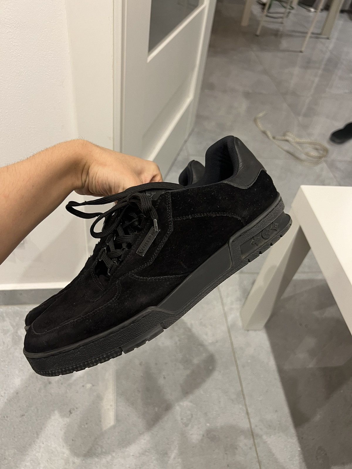 Louis Vuitton Louis Vuitton Black Suede Trainer Size US 11.5 / EU 44-45 - 1 Thumbnail
