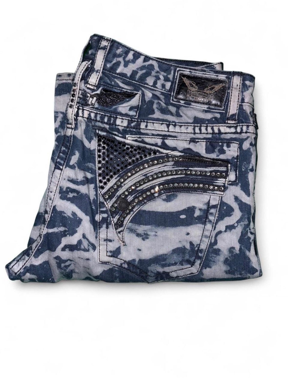 Robins Jeans Vintage Blue acid wash Robin jeans with studded flaps ...