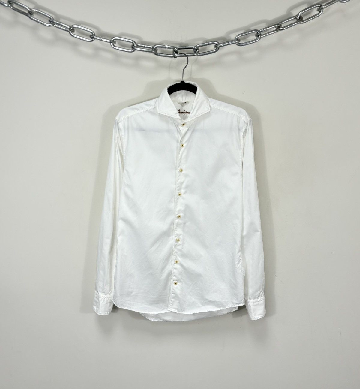 Strenstroms Stenstroms Slimline Men’s Twofold Cotton White Dress Shirt Size US M / EU 48-50 / 2 - 1 Thumbnail