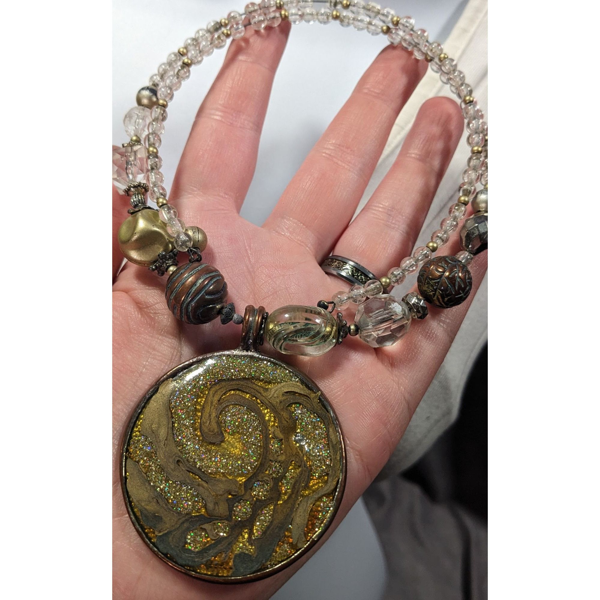 Other Retro Bohemian Glitter Medallion Beaded Coil Necklace Size ONE SIZE - 8 Thumbnail