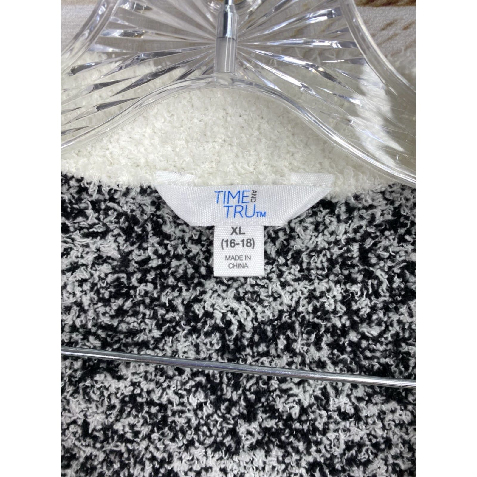 Vintage VINTAGE? No — Time And Tru Open Front Cardigan Sweater Womens XL 16-18 Black White Pockets Size XL / US 12-14 / IT 48-50 - 2 Thumbnail