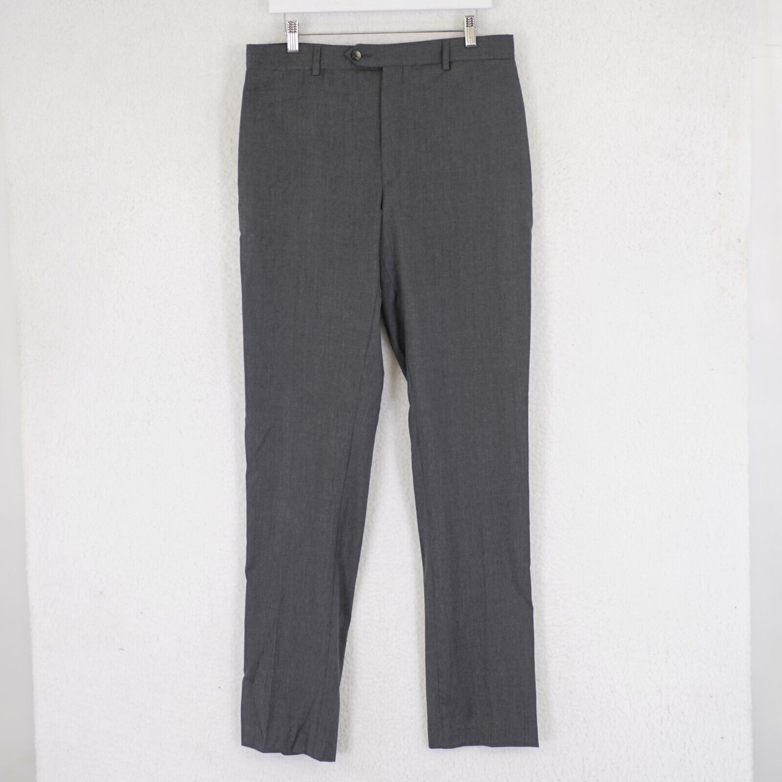 Jos. A. Bank Jos A Bank Signature Wool Gray Dress Pants 34/36 Mid Rise Fl Size 34R - 1 Thumbnail
