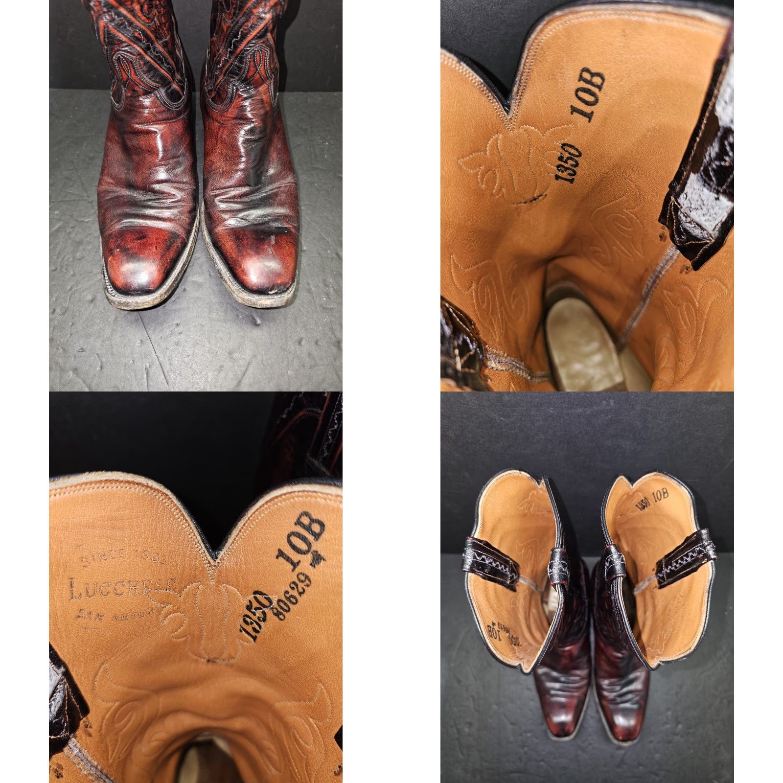 Vintage VINTAGE Lucchese San Antonio Cowboy Western Boots #1350 Mens Sz 10B Black Cherry Size US 10 / EU 43 - 8 Thumbnail
