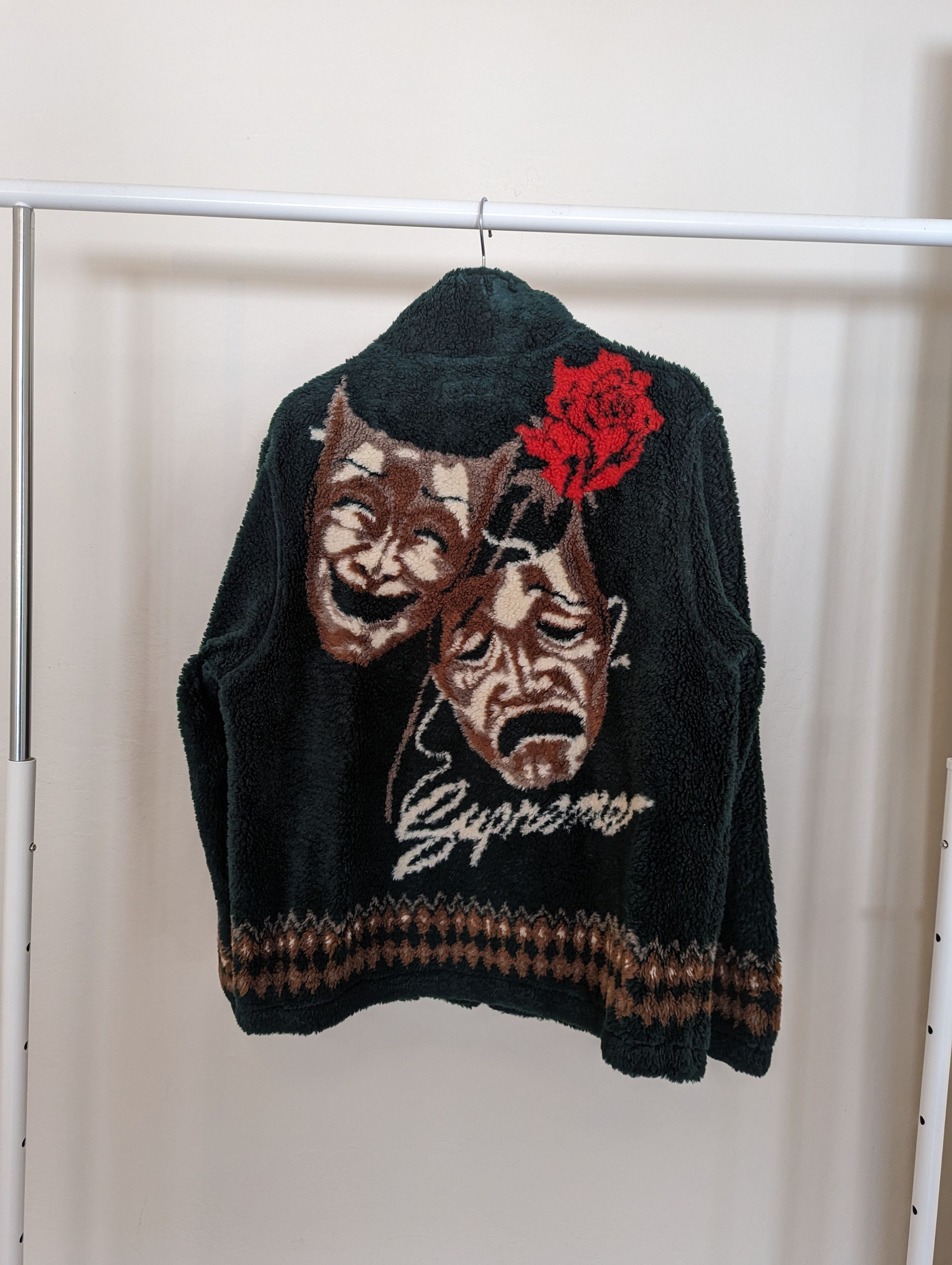 Supreme Supreme Drama Mask Fleece Zip Up Green | Grailed