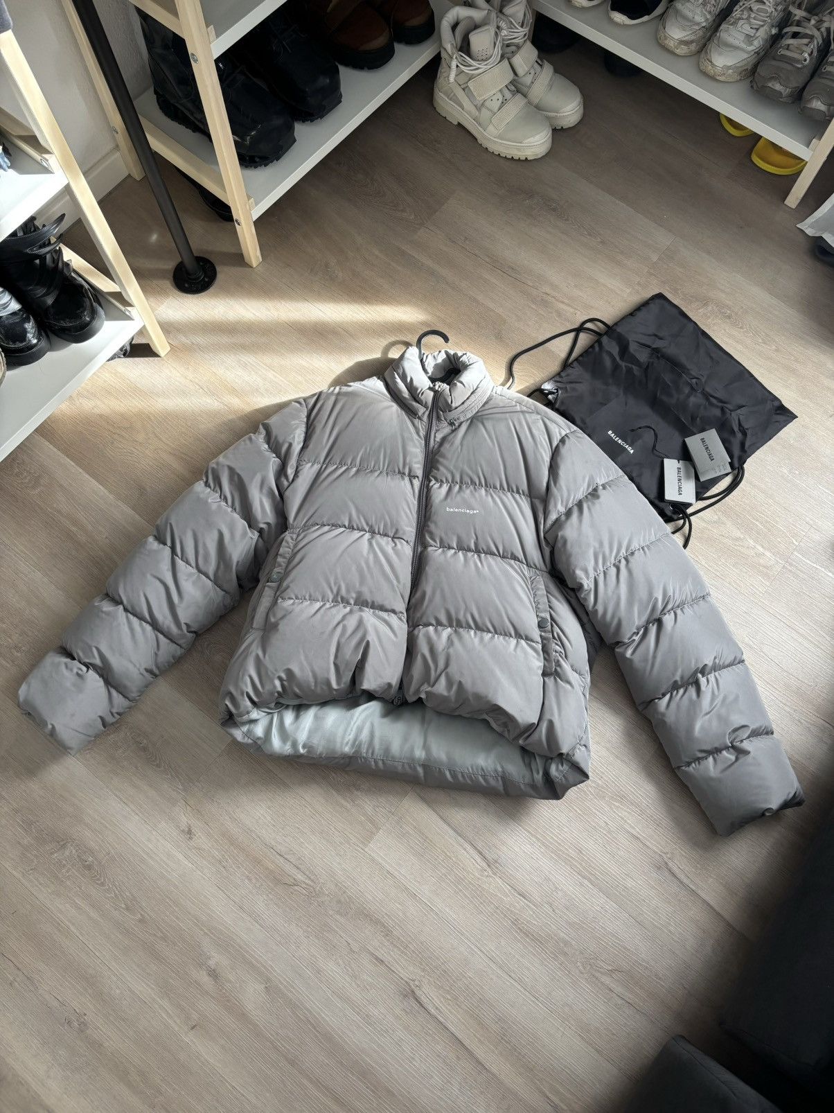 Grey Silver Balenciaga C-Shape Puffer 48