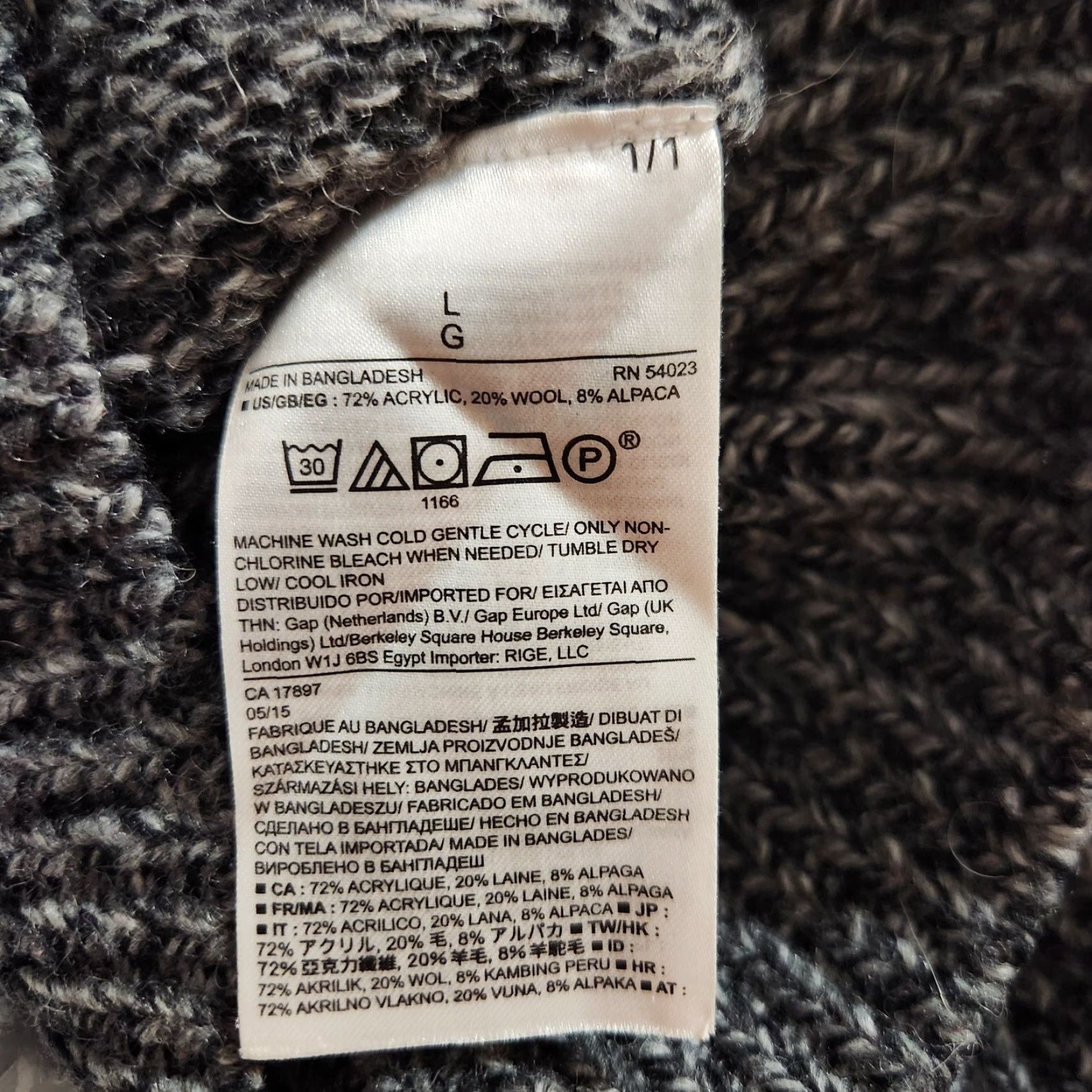 Banana Republic Banana Republic Womens Gray Marled Semi-Cropped Round Neck LS Sweater-Size L Mens? Size L / US 10 / IT 46 - 6 Thumbnail