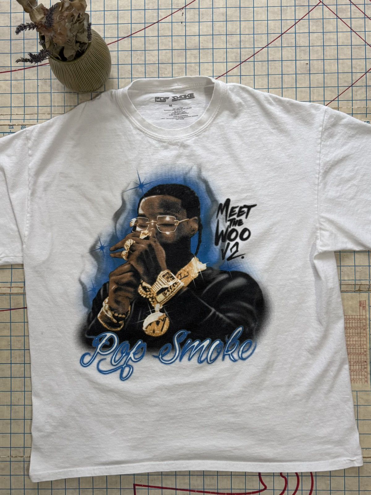 Rap Tees Pop Smoke Meet The Woo V2 White Tee Mens Size Medium Size US M / EU 48-50 / 2 - 4 Thumbnail