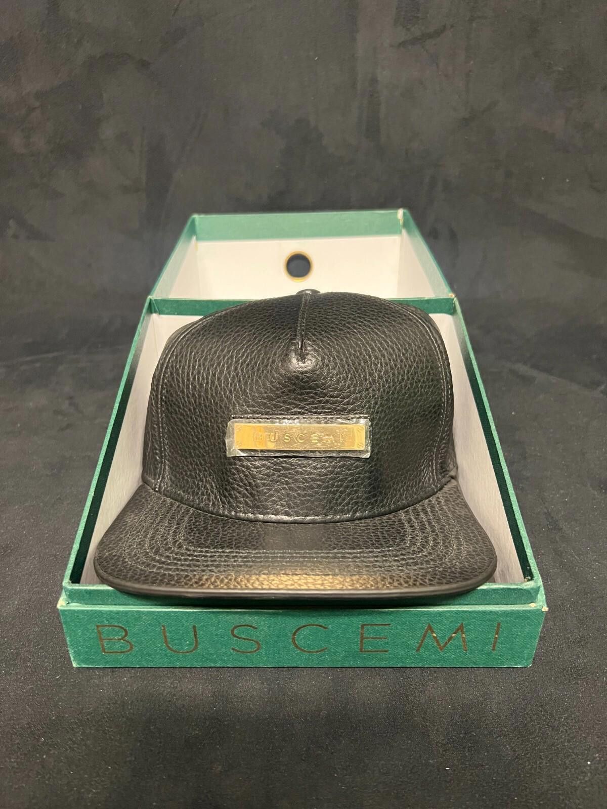 Buscemi BUSCEMI SCREWBACK CAP 2001SBHC PEBBLED COW LEATHER BLACK HAT Size ONE SIZE - 5 Thumbnail
