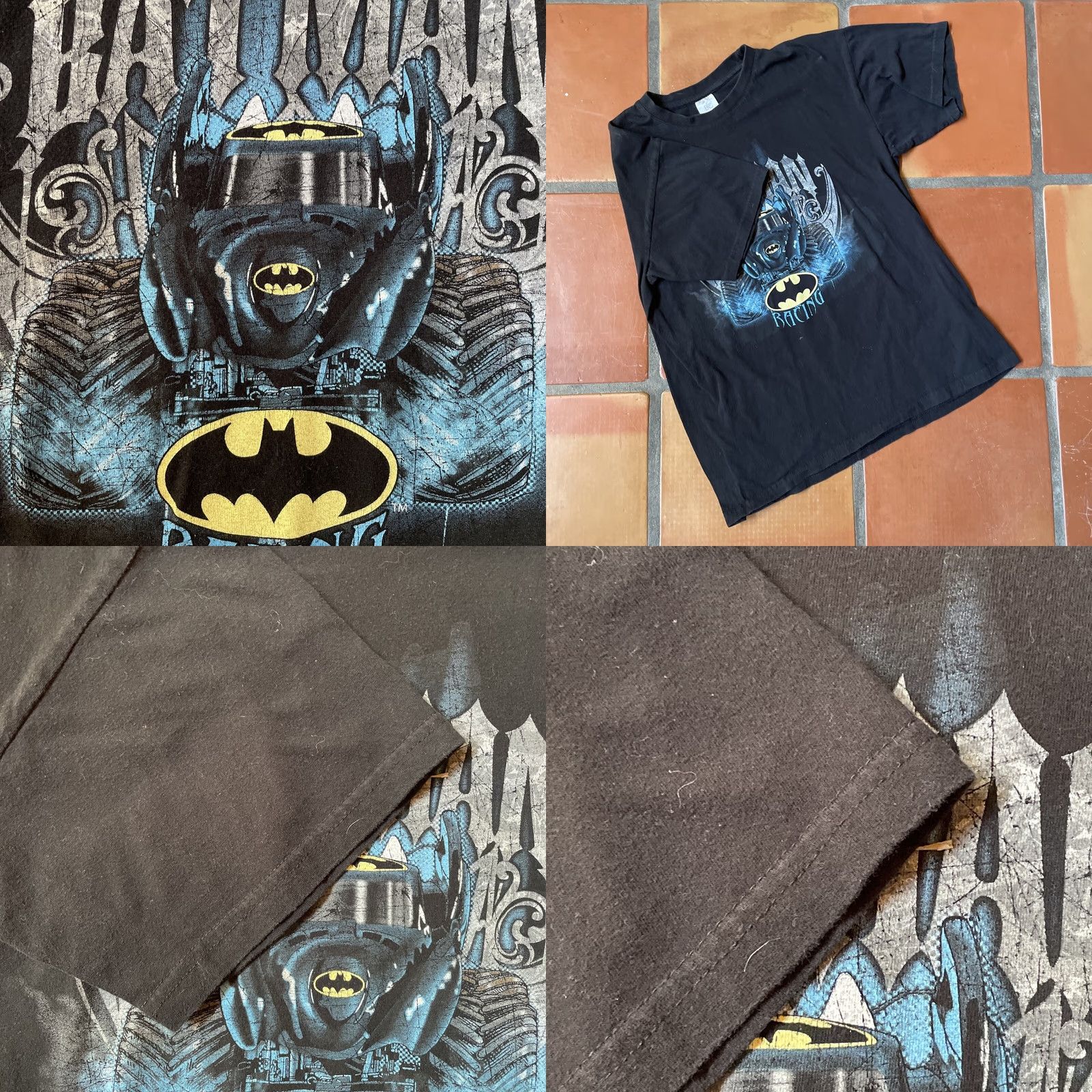 Vintage VINTAGE B&C Mens Medium Black Graphic Tee BATMAN RACING Monster Truck Tee Shirt Muskel? Size US M / EU 48-50 / 2 - 8 Thumbnail