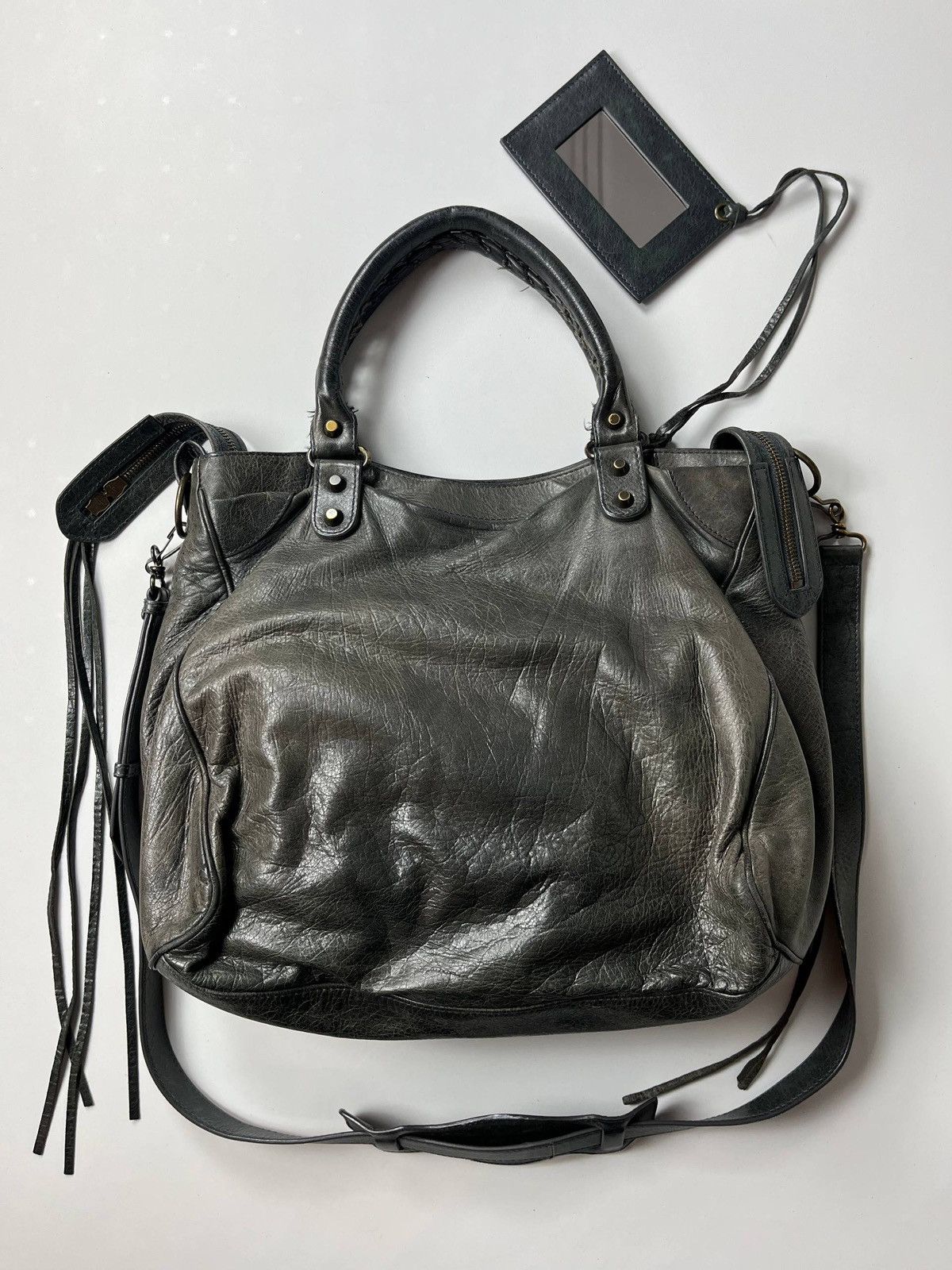 Balenciaga 2012 BALENCIAGA Black Lambskin Leather Motorcycle Velo Bag Size ONE SIZE - 2 Thumbnail