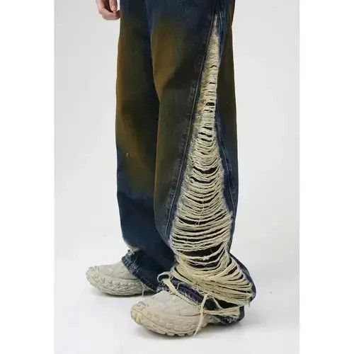 Jean Retro punk distressed denim jeans pants Size US 32 / EU 48 - 4 Thumbnail
