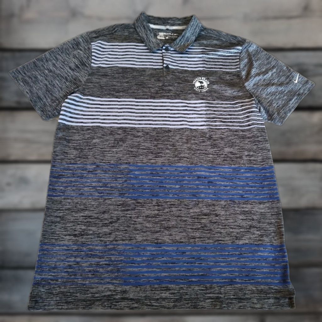 Nike VINTAGE Nike Dri-Fit Golf Polo Shirt Men Large Gray Blue Stripes 90s Casual Activewear Size US L / EU 52-54 / 3 - 1 Thumbnail
