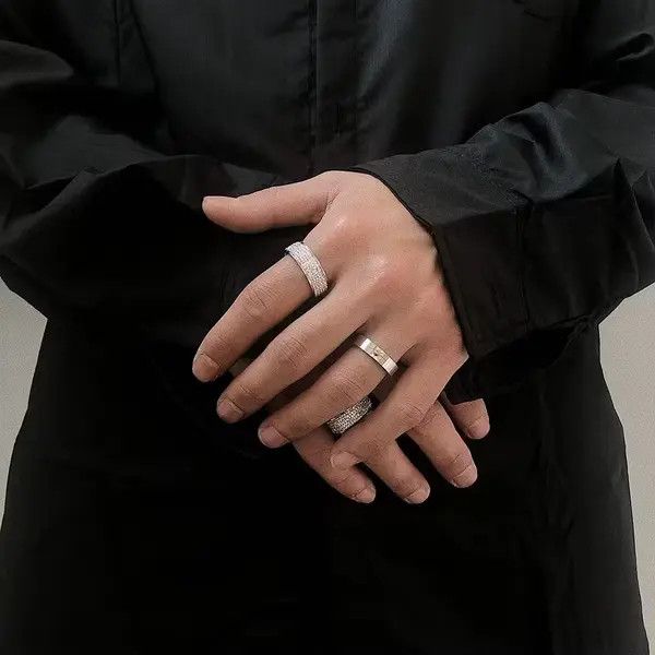 Japanese Brand Hip Hop Sparkling Titanium Men's Ring Size ONE SIZE - 3 Thumbnail