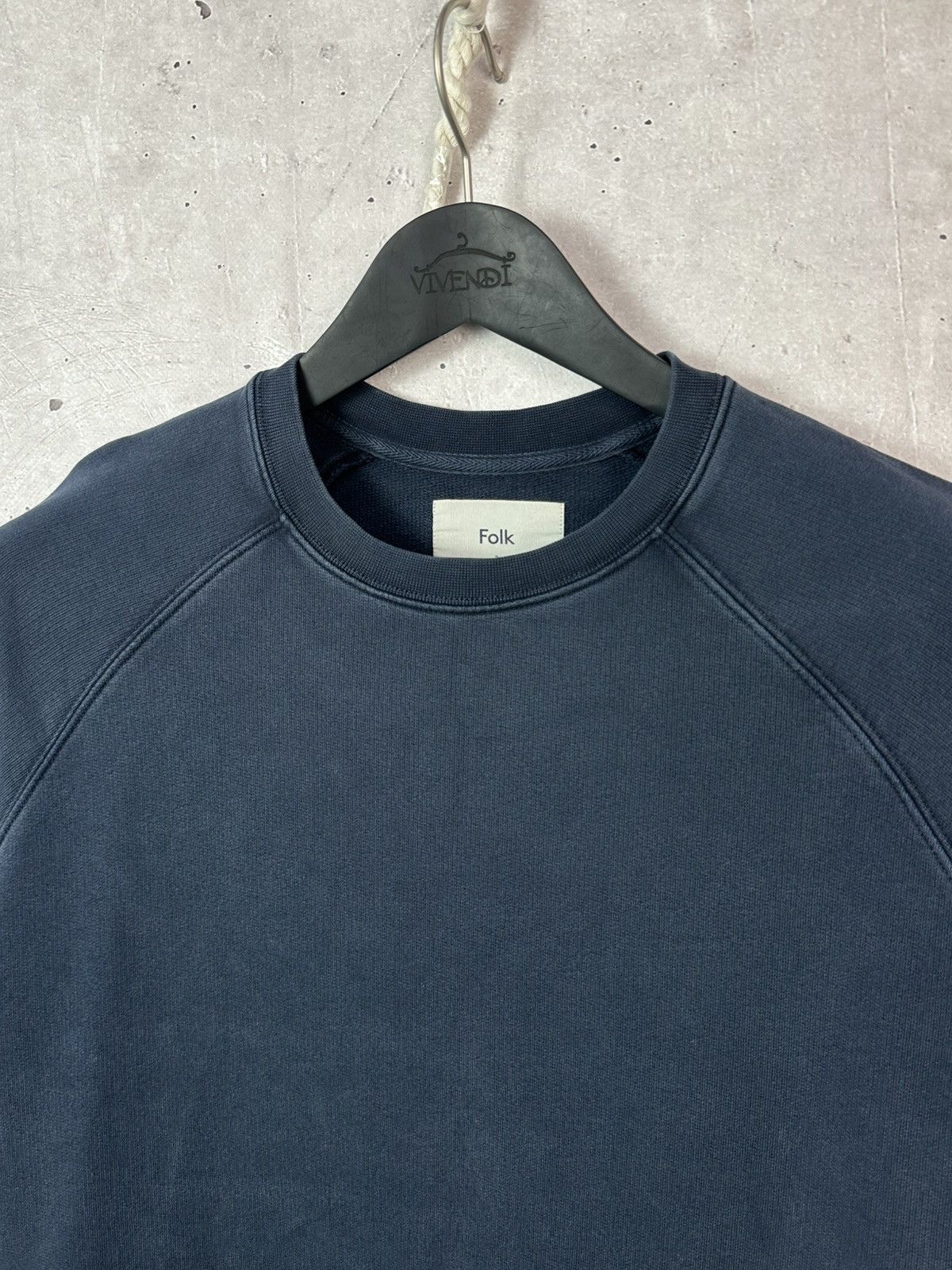 Folk Folk Navy Washed Cotton Crew Neck Long Sleeve Sweatshirt Size US M / EU 48-50 / 2 - 5 Thumbnail