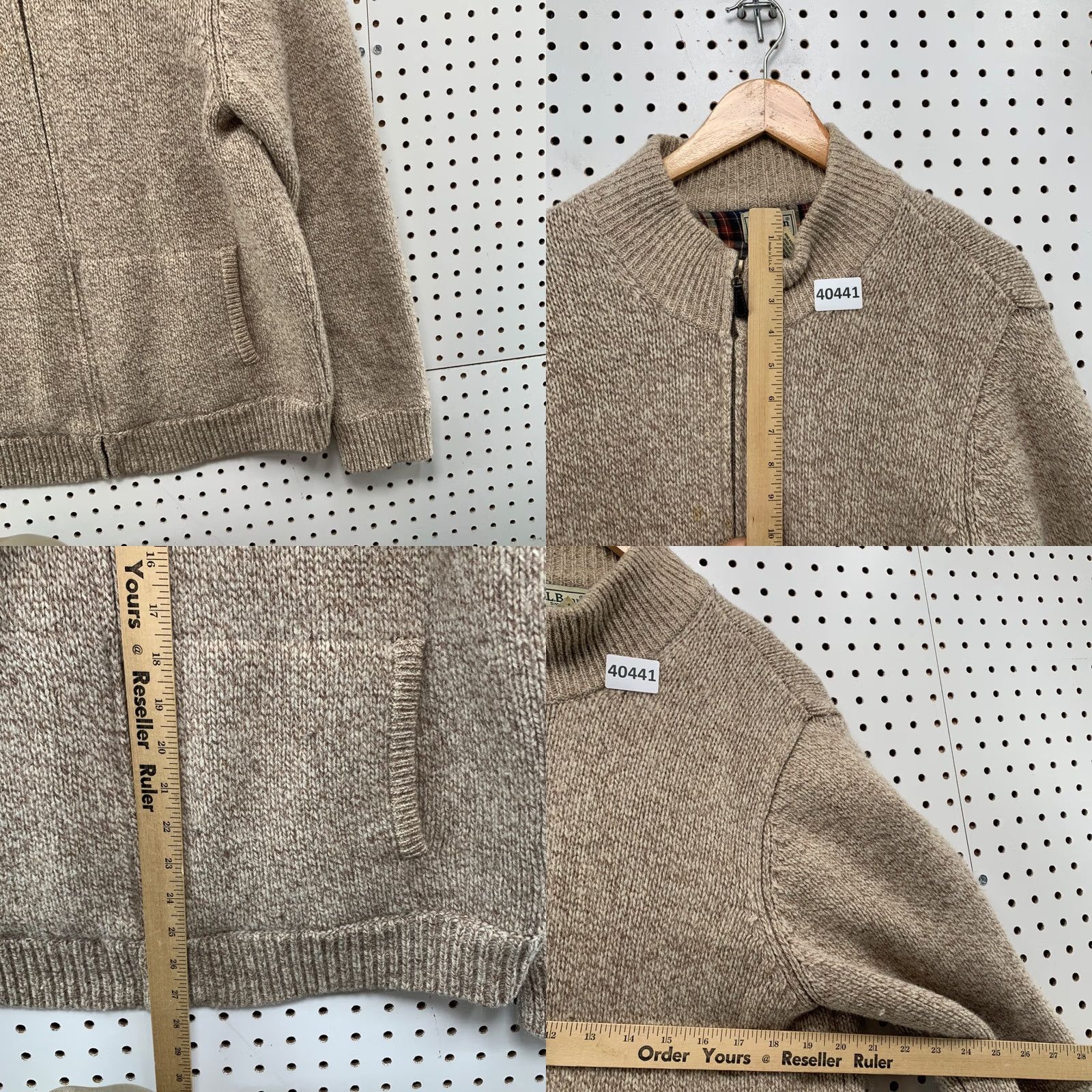 Vintage LL Bean Lambswool Knit Zip Jacket Mens Large Brown Flannel Lined Bomber Jacket 21x27.5 Size US L / EU 52-54 / 3 - 10 Thumbnail