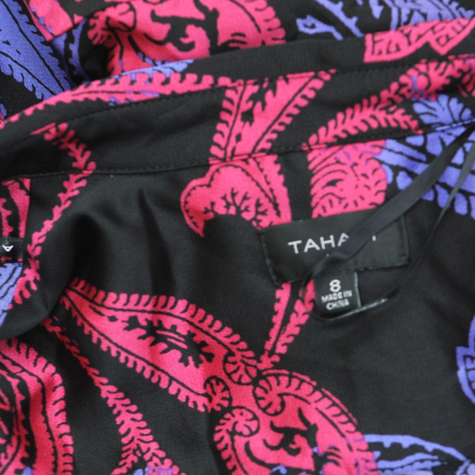 Other Nwt Tahari Asl Tie Faux-wrap Dress Dem643-t4 Black Cobalt 8 Size M / US 6-8 / IT 42-44 - 4 Thumbnail