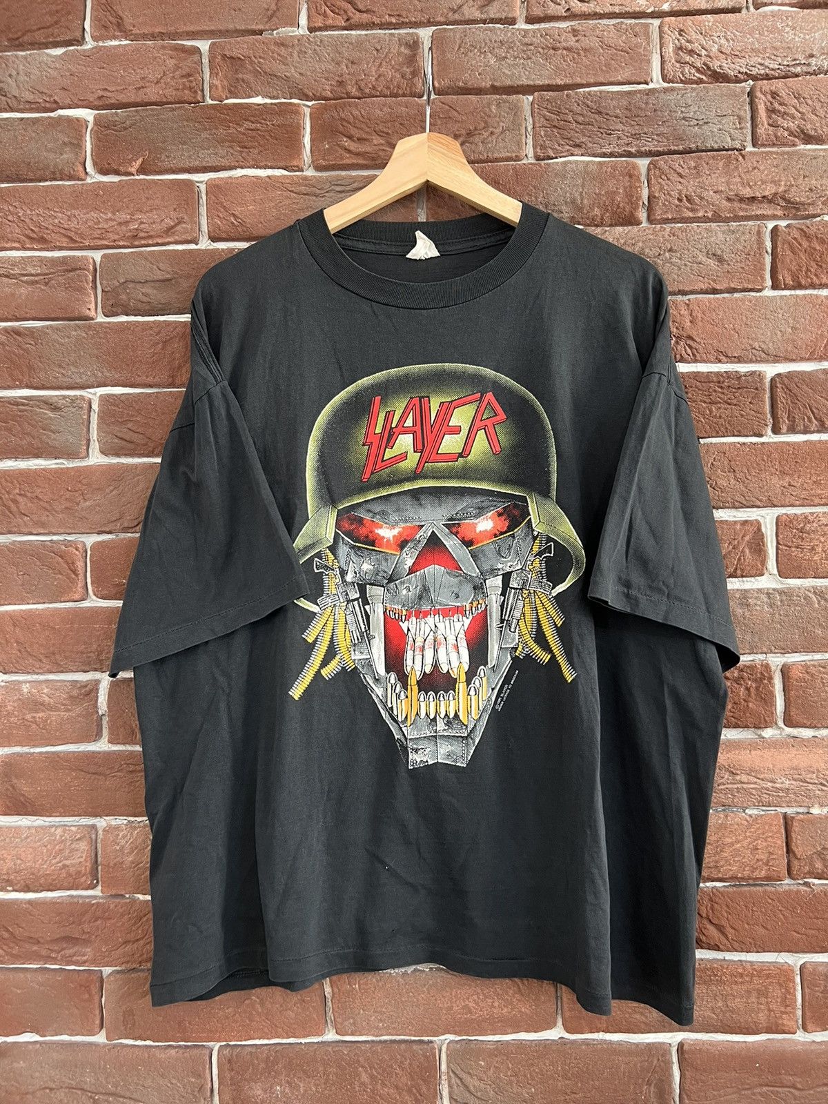 Band Tees Rare Vintage 90s Slayer Clash Of Titan Thrash Metal Band Tee Size US XL / EU 56 / 4 - 1 Thumbnail