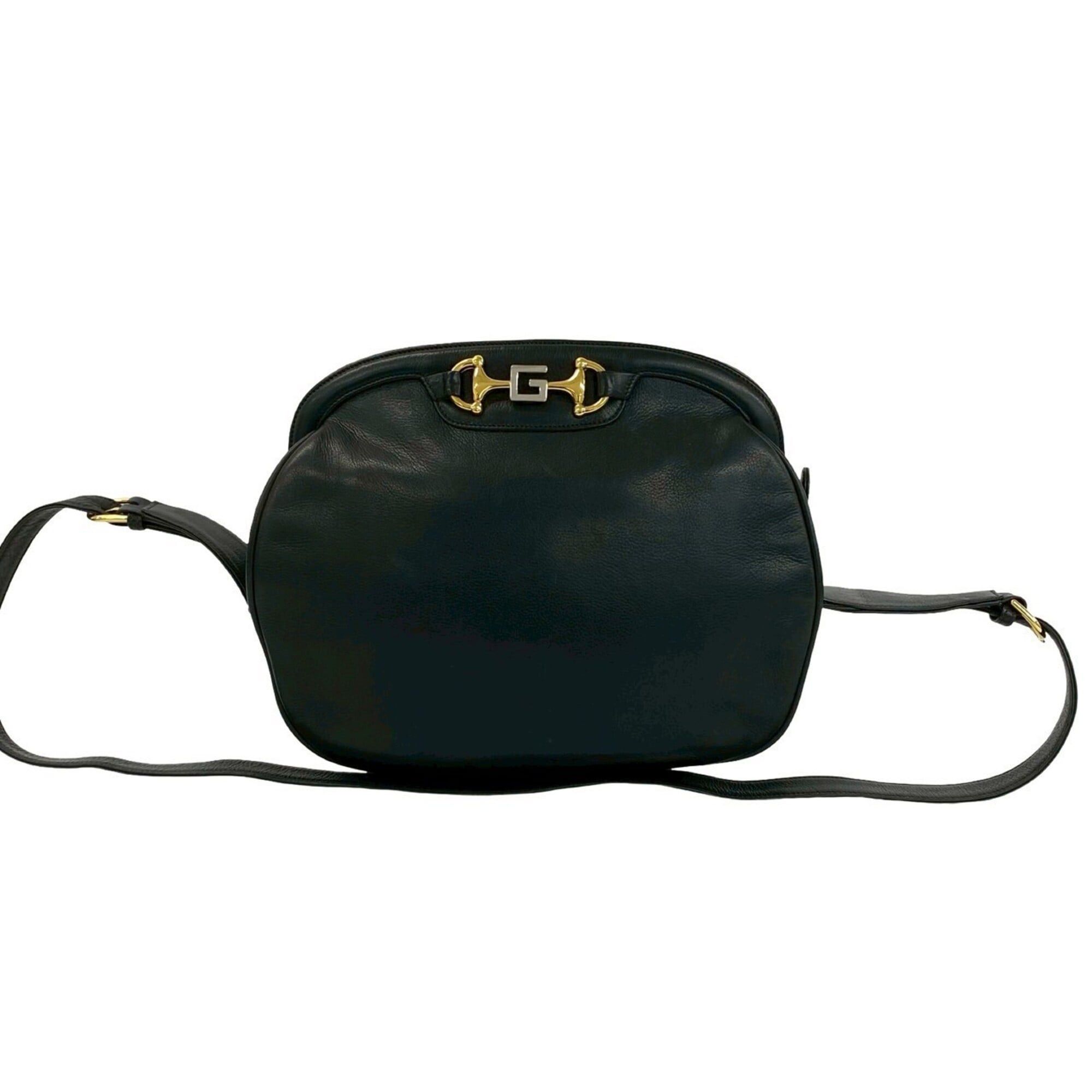 Gucci GUCCI Vintage Horsebit G Hardware Leather Shoulder Bag Pouch Black 34377 Size ONE SIZE - 1 Thumbnail