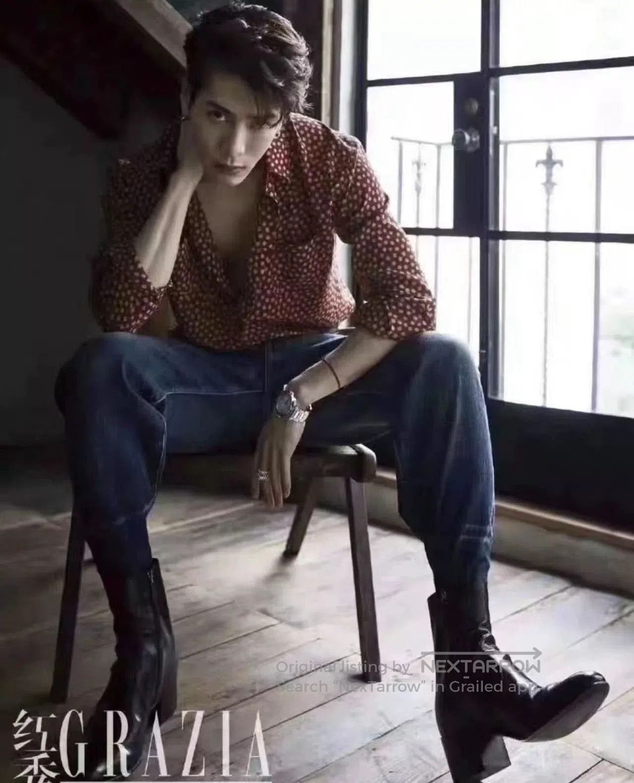 Saint Laurent Paris Saint Laurent Orange Silk Polka Dot Shirt. Size US XS / EU 42 / 0 - 7 Thumbnail