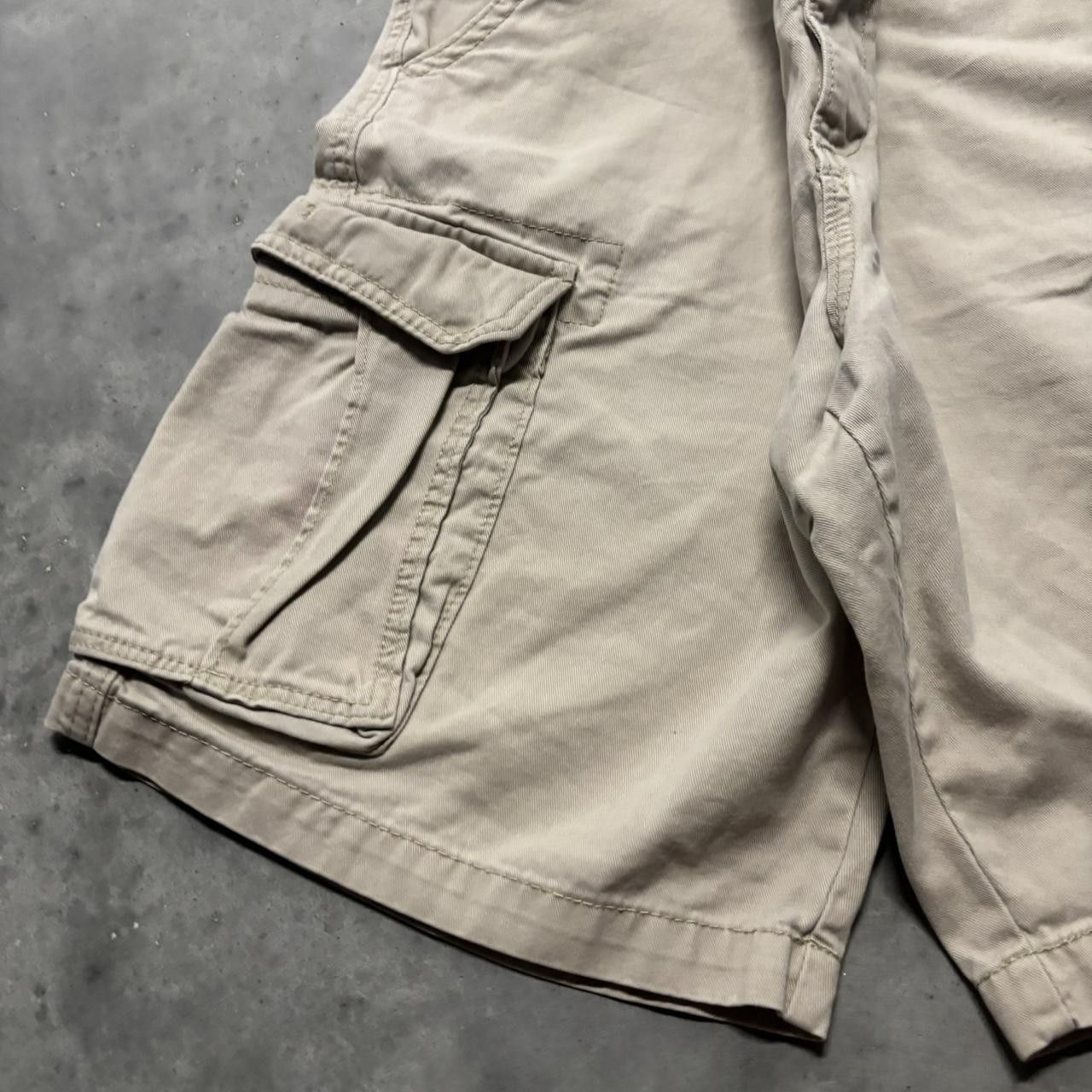 Japanese Brand × Vintage Crazy Vintage Y2K/2000s Baggy Cream Skater Style Cargo Shorts! Size US 36 / EU 52 - 3 Thumbnail