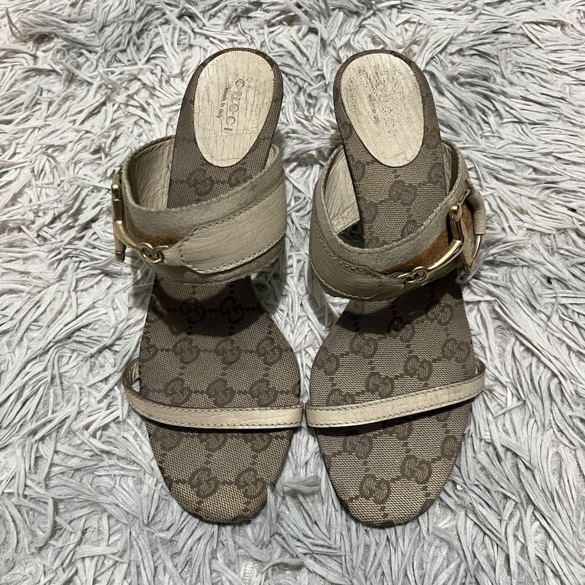 Gucci Vintage Gucci Horsebit Canvas GG Heels Size US 7.5 / IT 37.5 - 4 Thumbnail