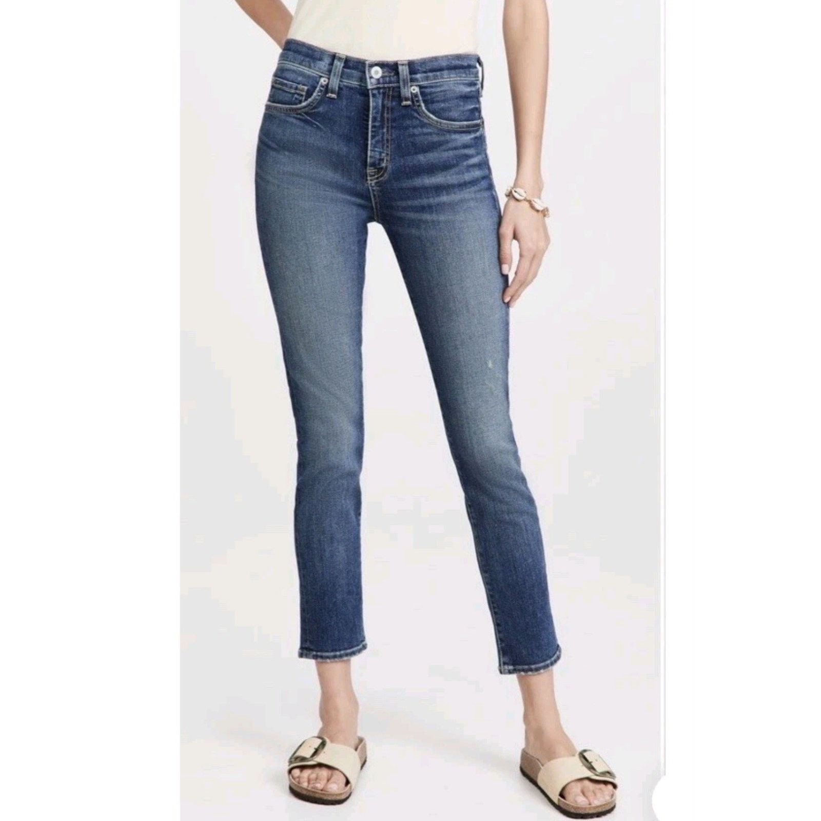 Nili Lotan Nili Lotan Women's Midrise Skinny Denim Blue $375 Jeans 27 Size 27" / US 4 / IT 40 - 4 Thumbnail