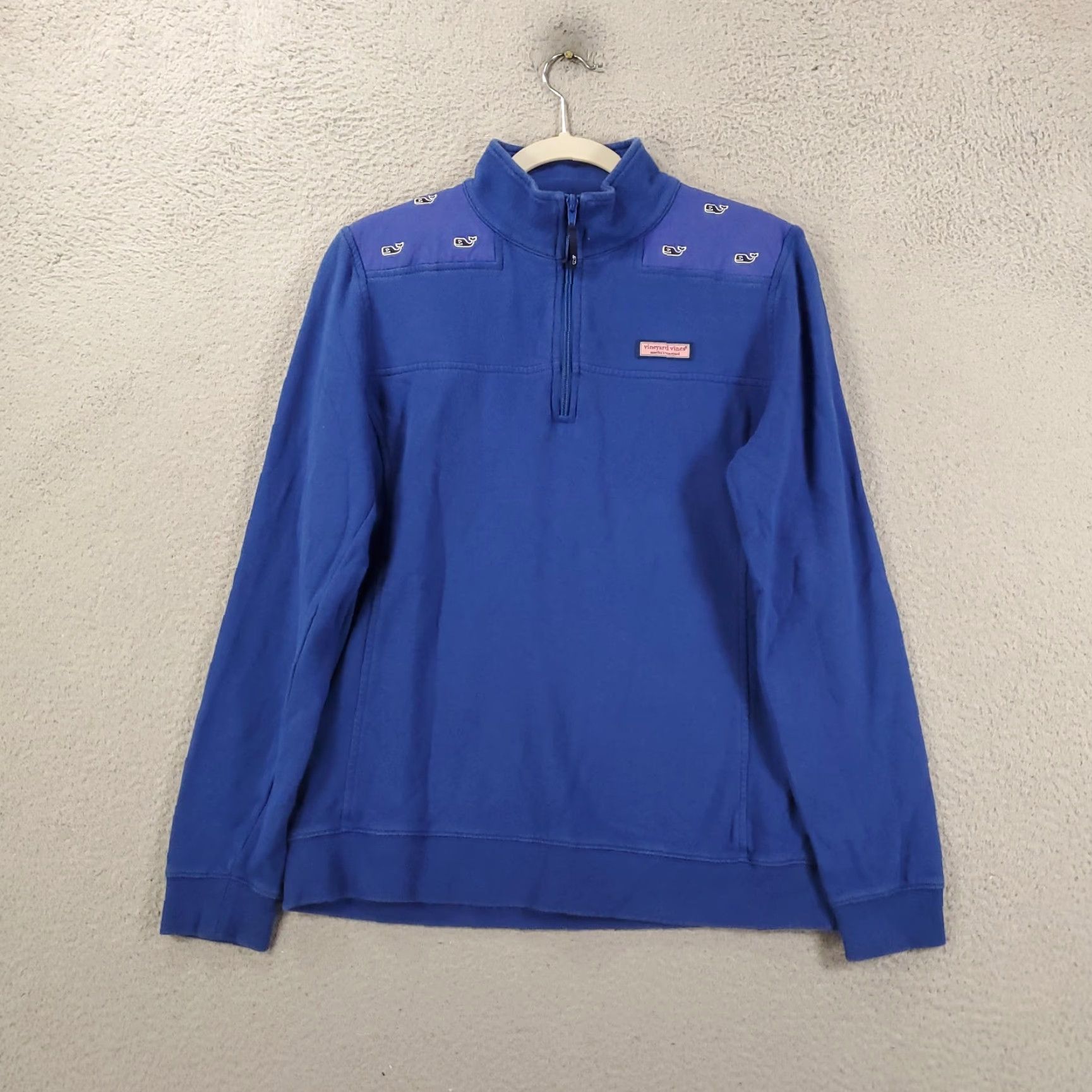 Vineyard Vines VINEYARD VINES Sweatshirt Womens M High Neck 1/4 Zip Embroidered Logo Whale Allover Knit Cotton Pullover Size M / US 6-8 / IT 42-44 - 3 Thumbnail